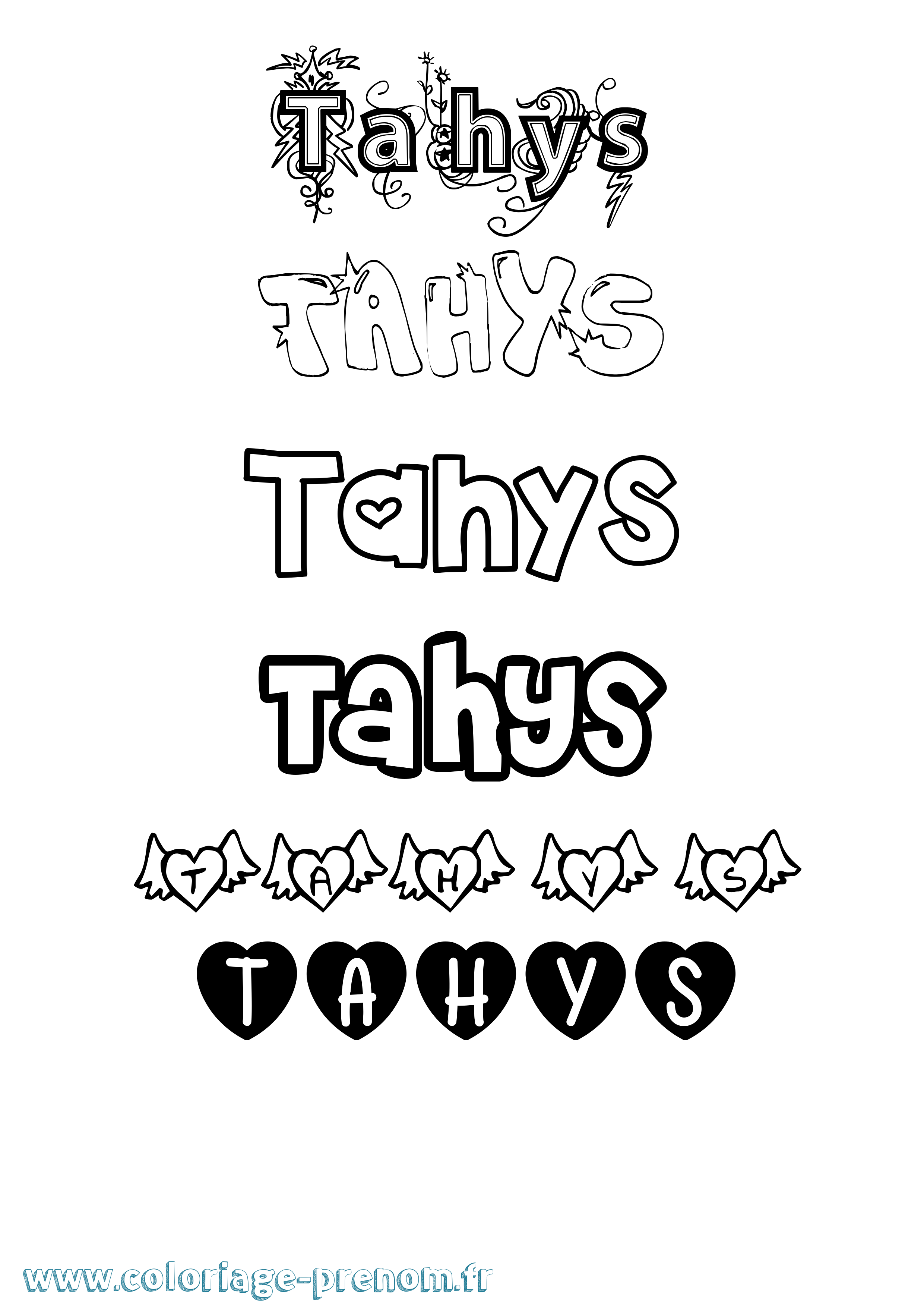 Coloriage Tahys Girly Coloriage prénom Tahys Girly