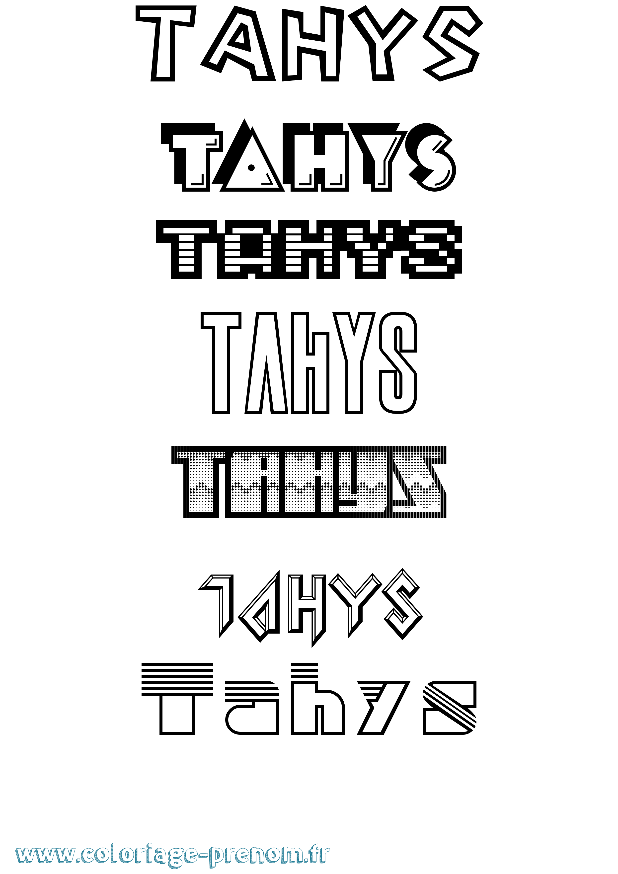 Coloriage prénom Tahys Jeux Vidéos