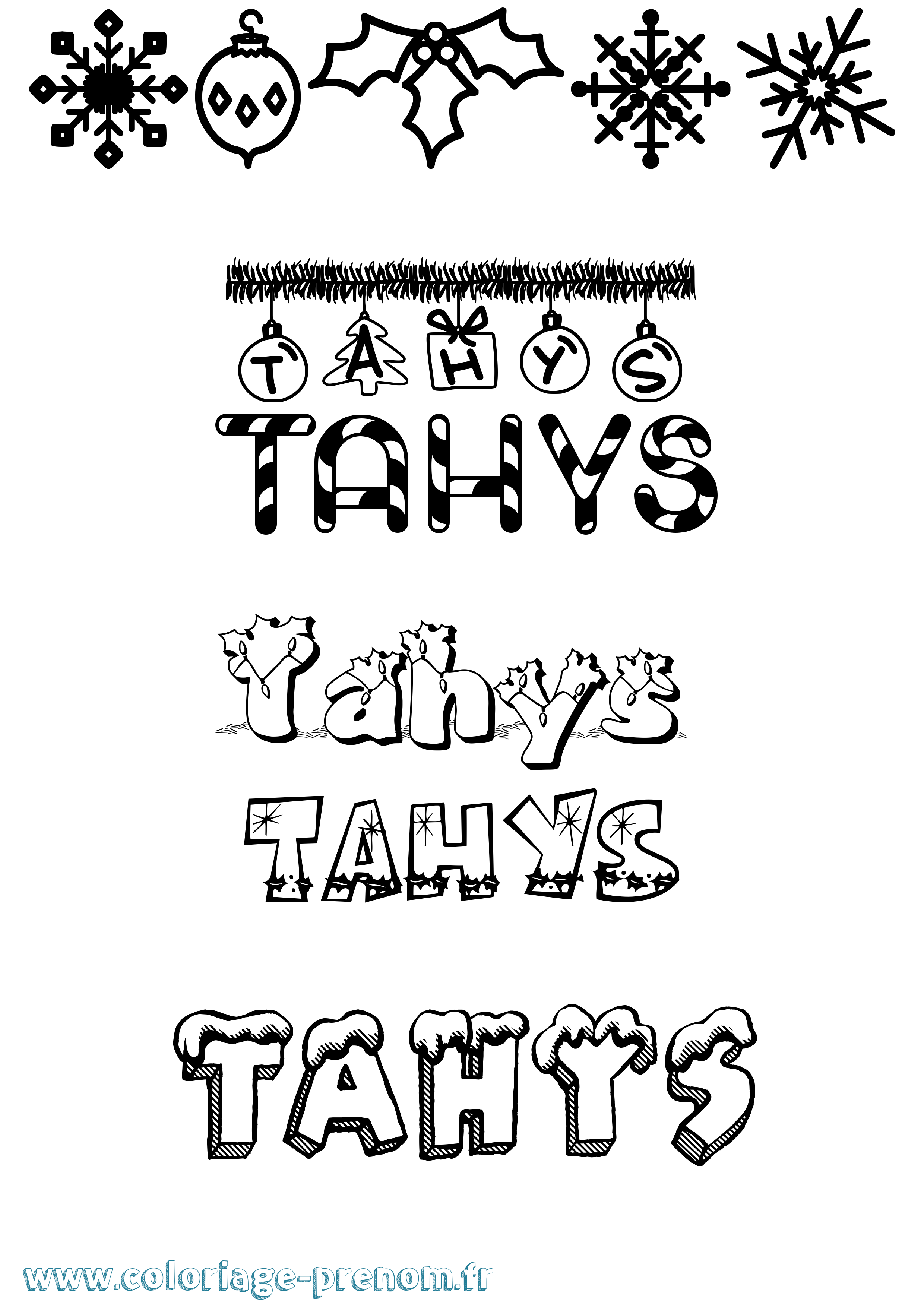 Coloriage Tahys Noël Coloriage prénom Tahys Noël