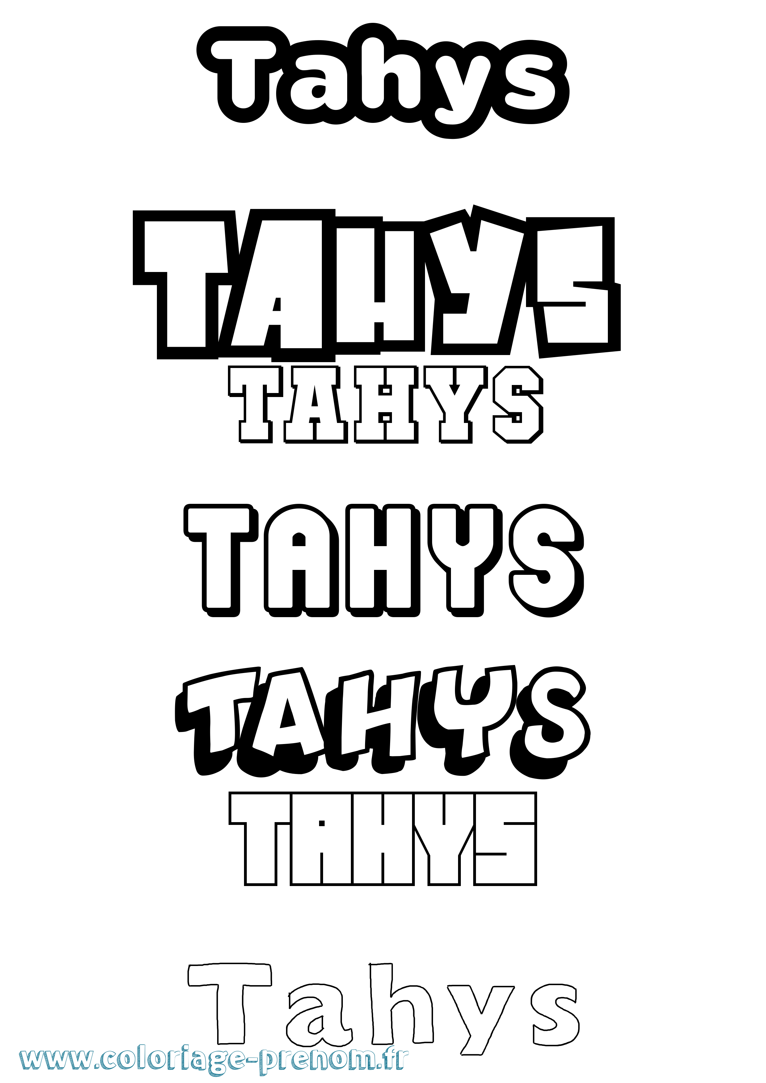 Coloriage Tahys Simple Coloriage prénom Tahys Simple