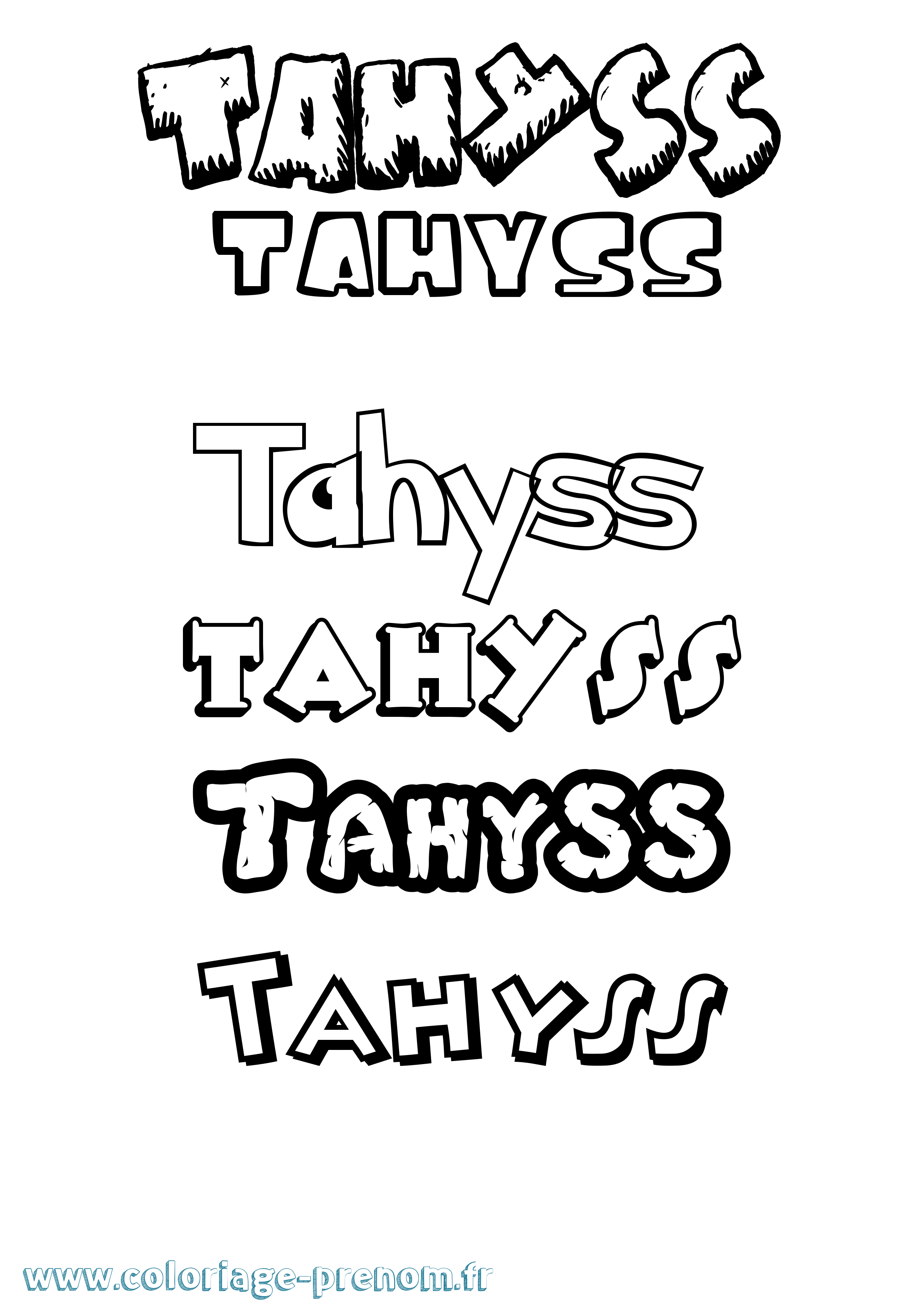 Coloriage prénom Tahyss Dessin Animé