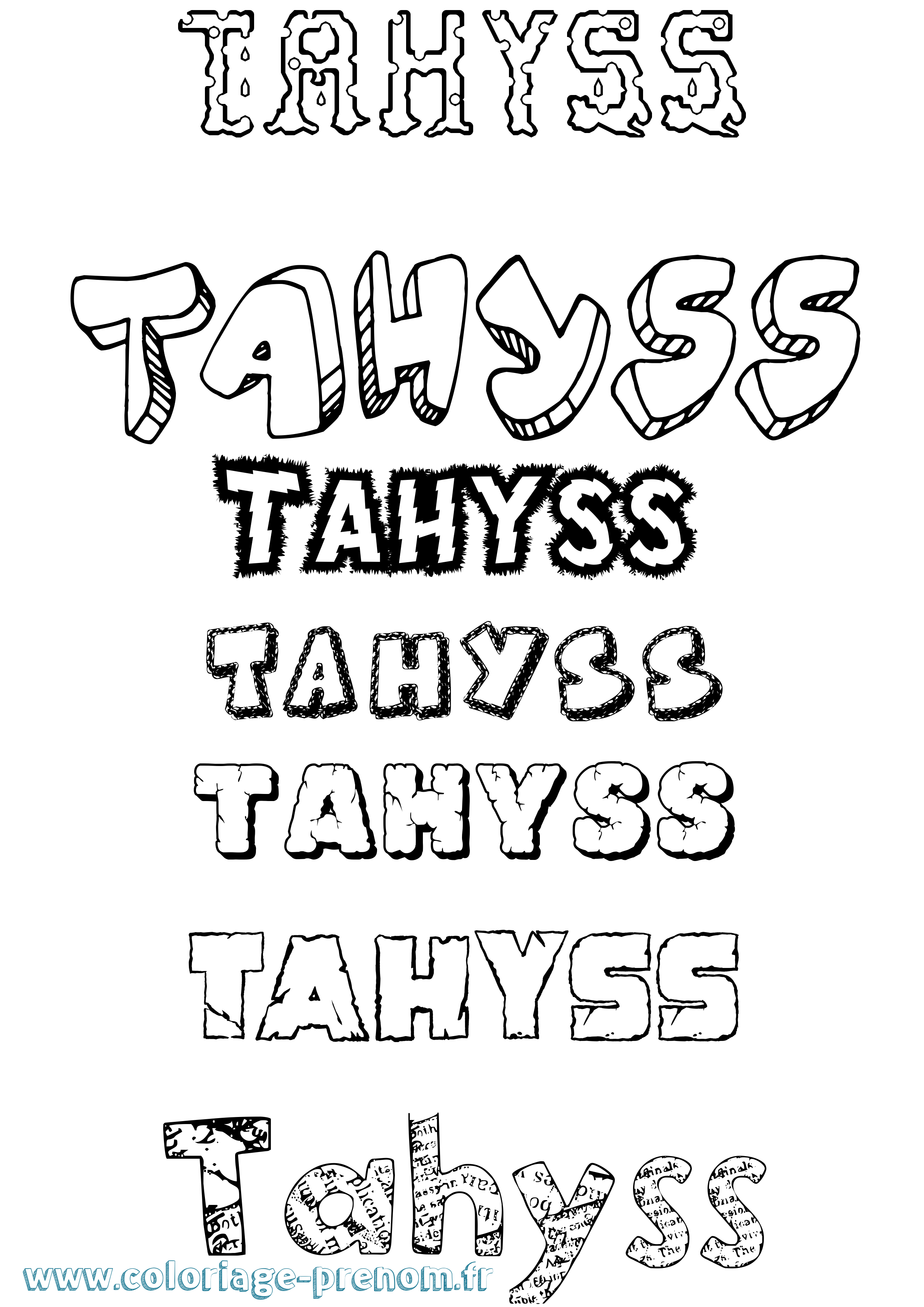 Coloriage prénom Tahyss Destructuré