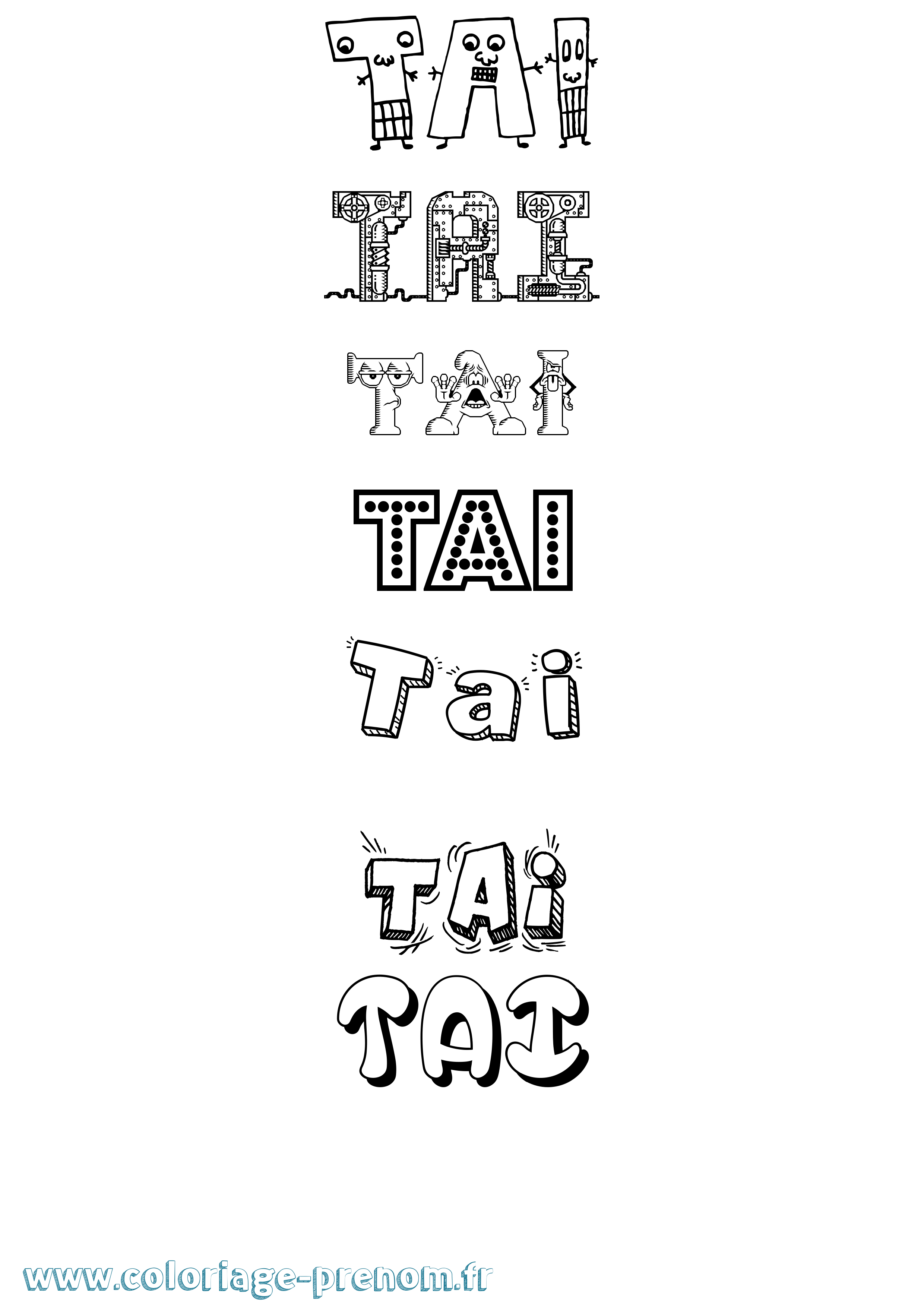 Coloriage prénom Tai Fun
