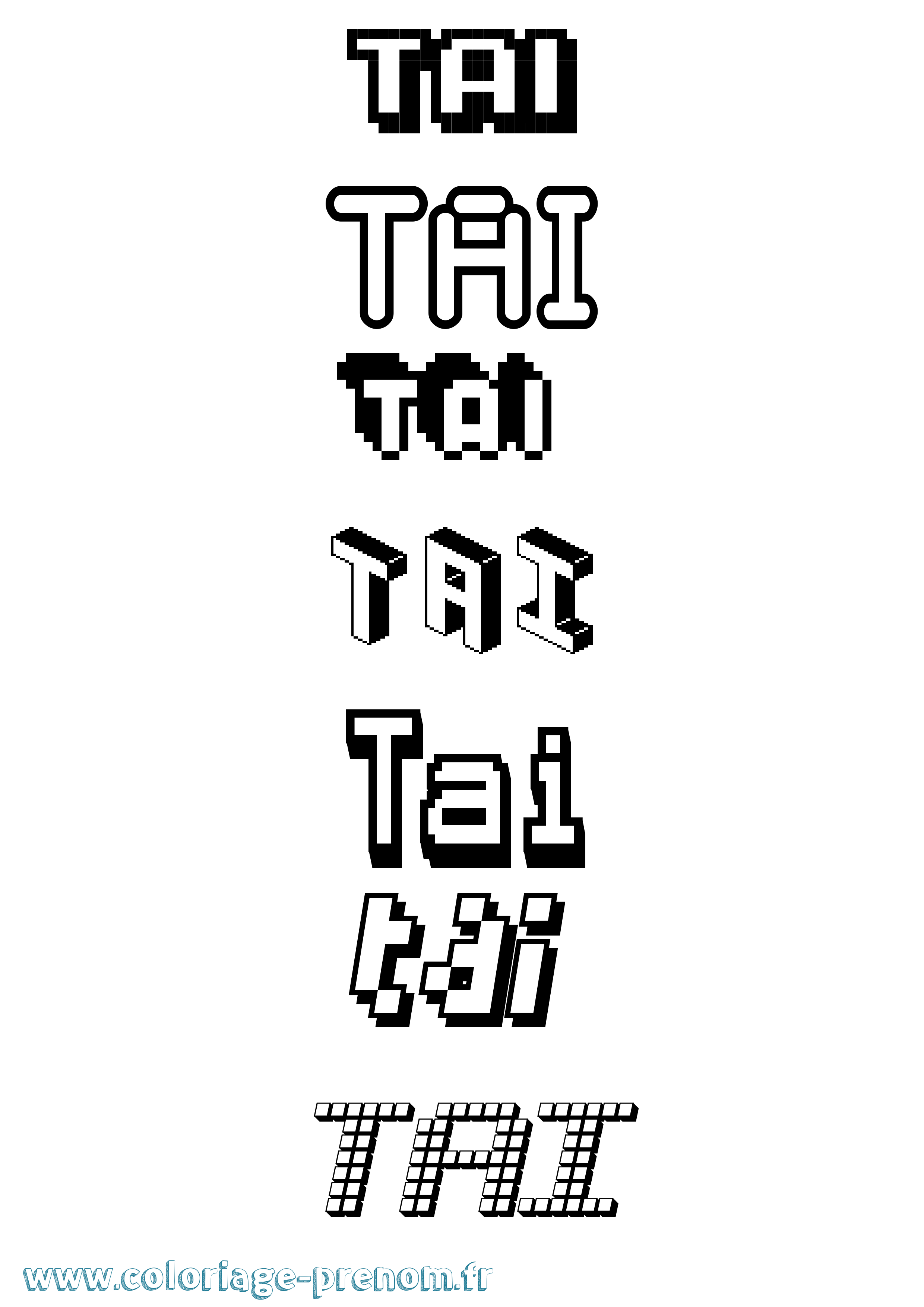Coloriage prénom Tai Pixel