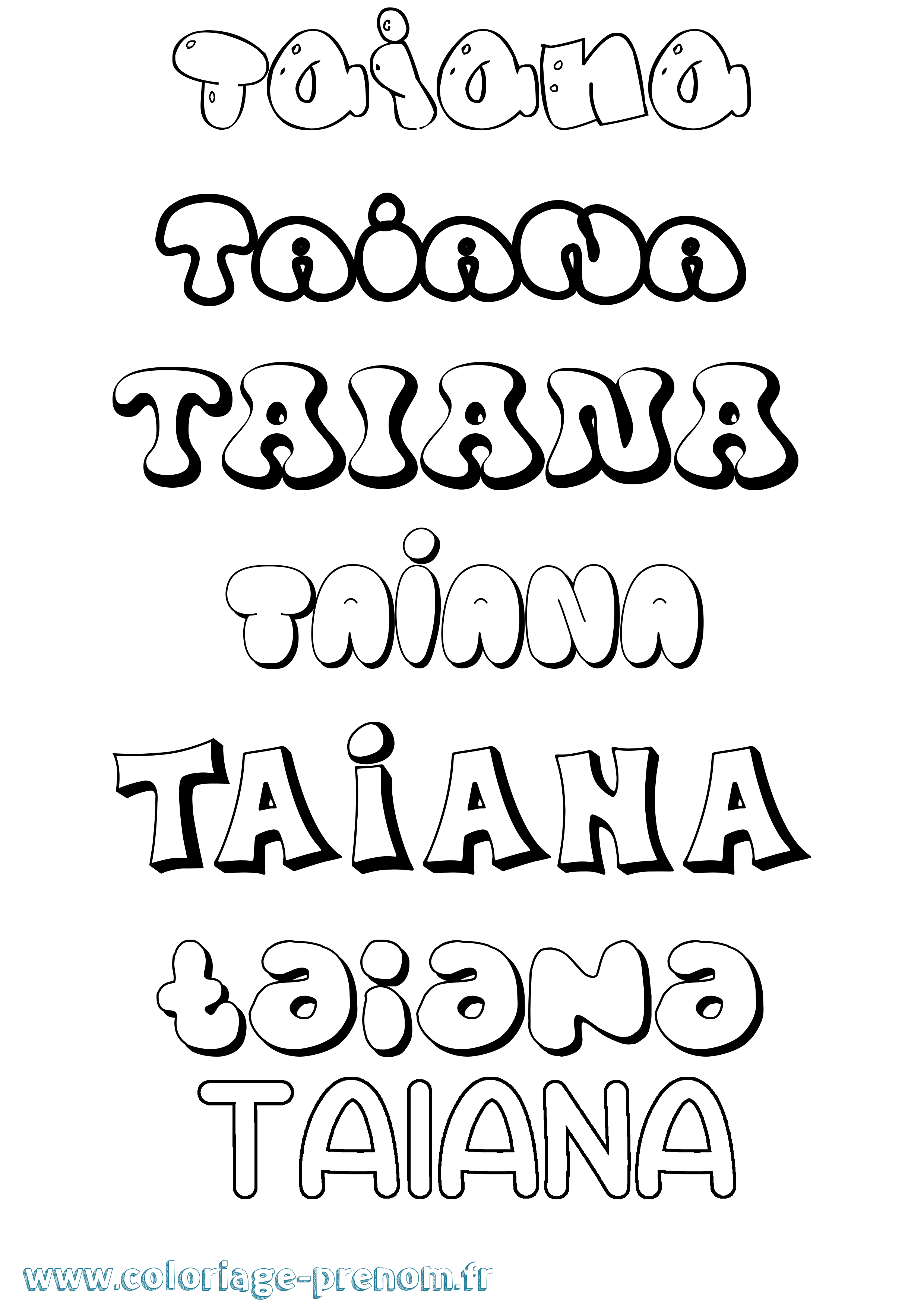 Coloriage Taiana Bubble Coloriage prénom Taiana Bubble