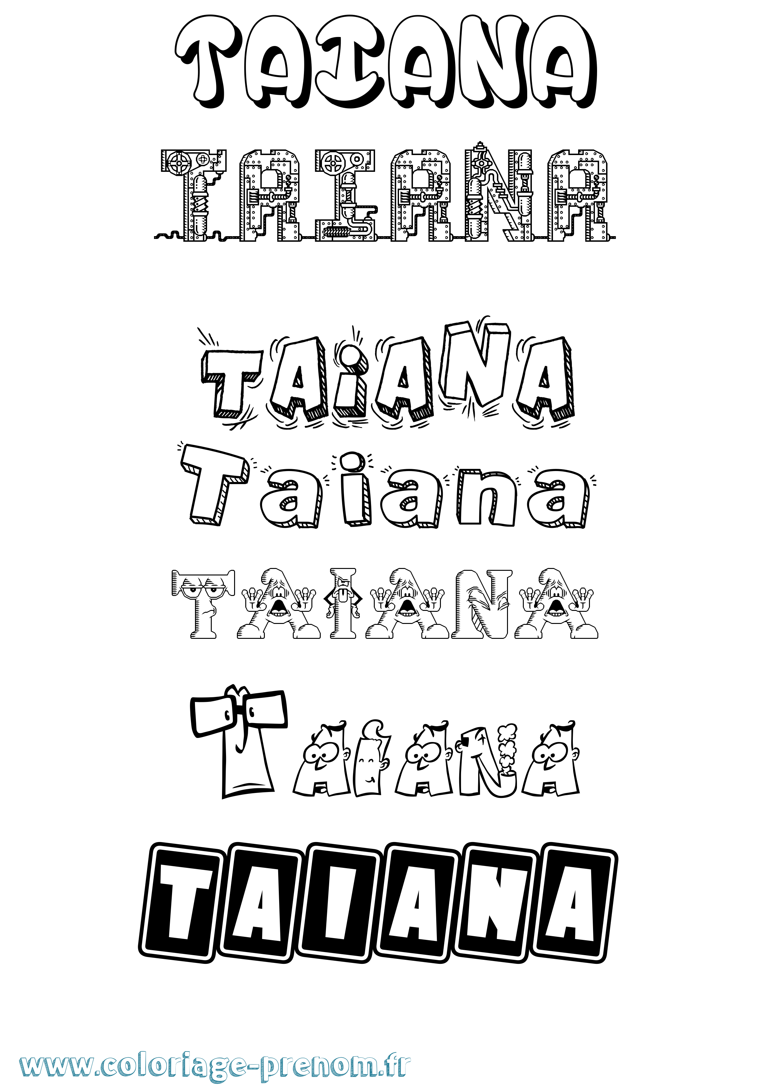 Coloriage prénom Taiana Fun