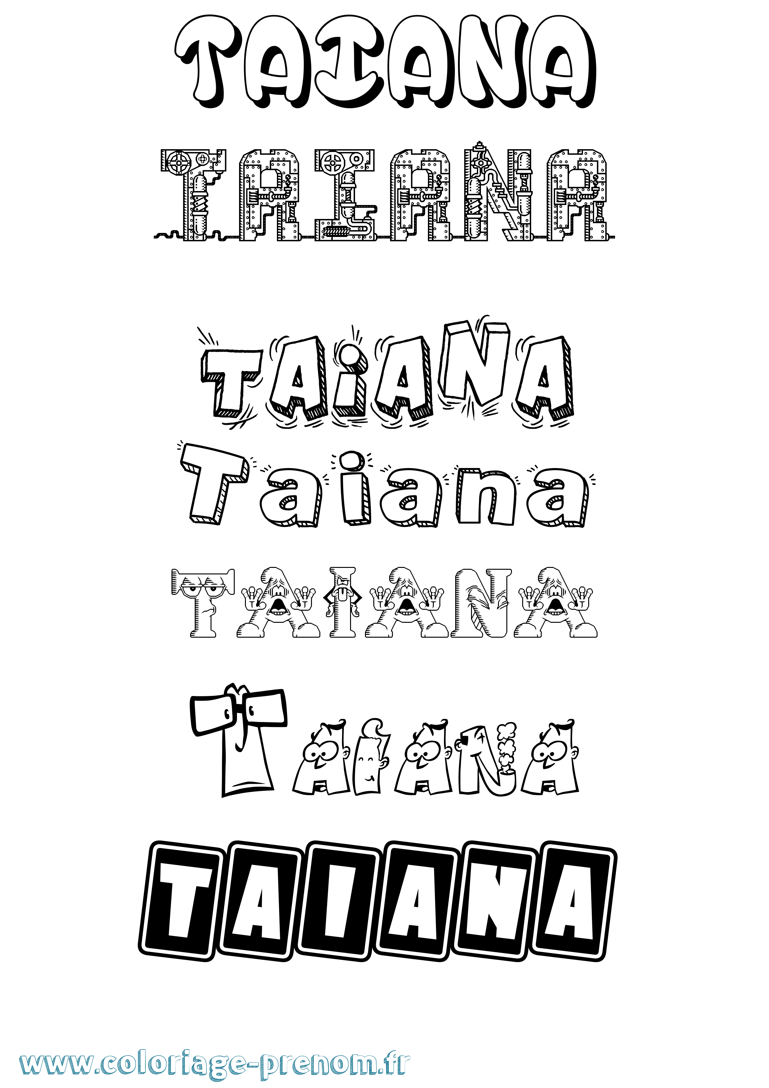Coloriage Taiana Fun Coloriage prénom Taiana Fun