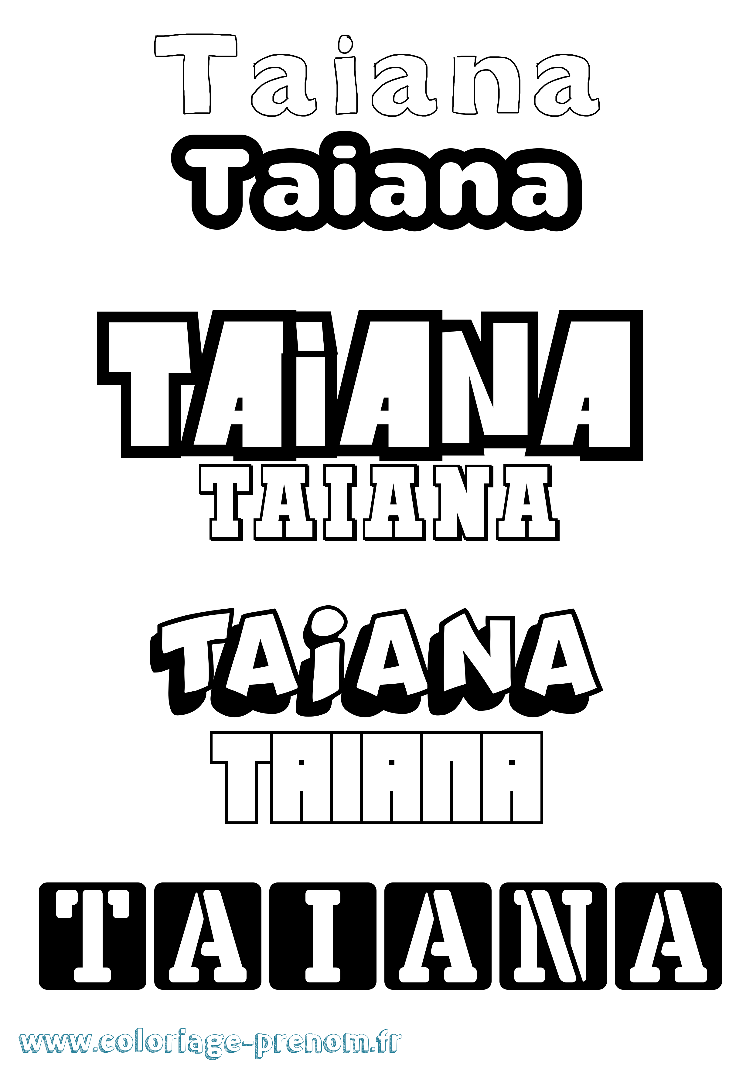 Coloriage prénom Taiana Simple