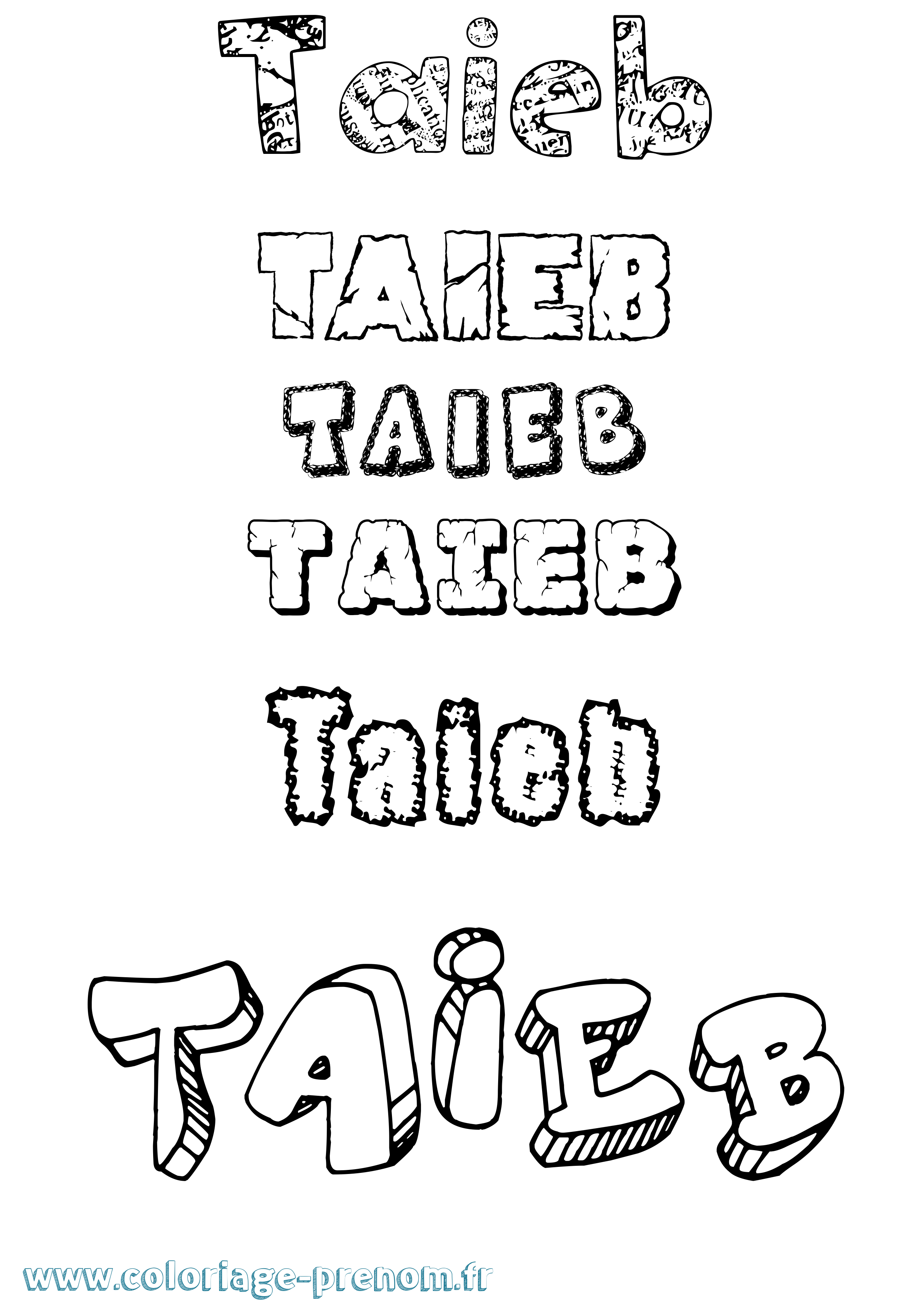 Coloriage prénom Taieb Destructuré