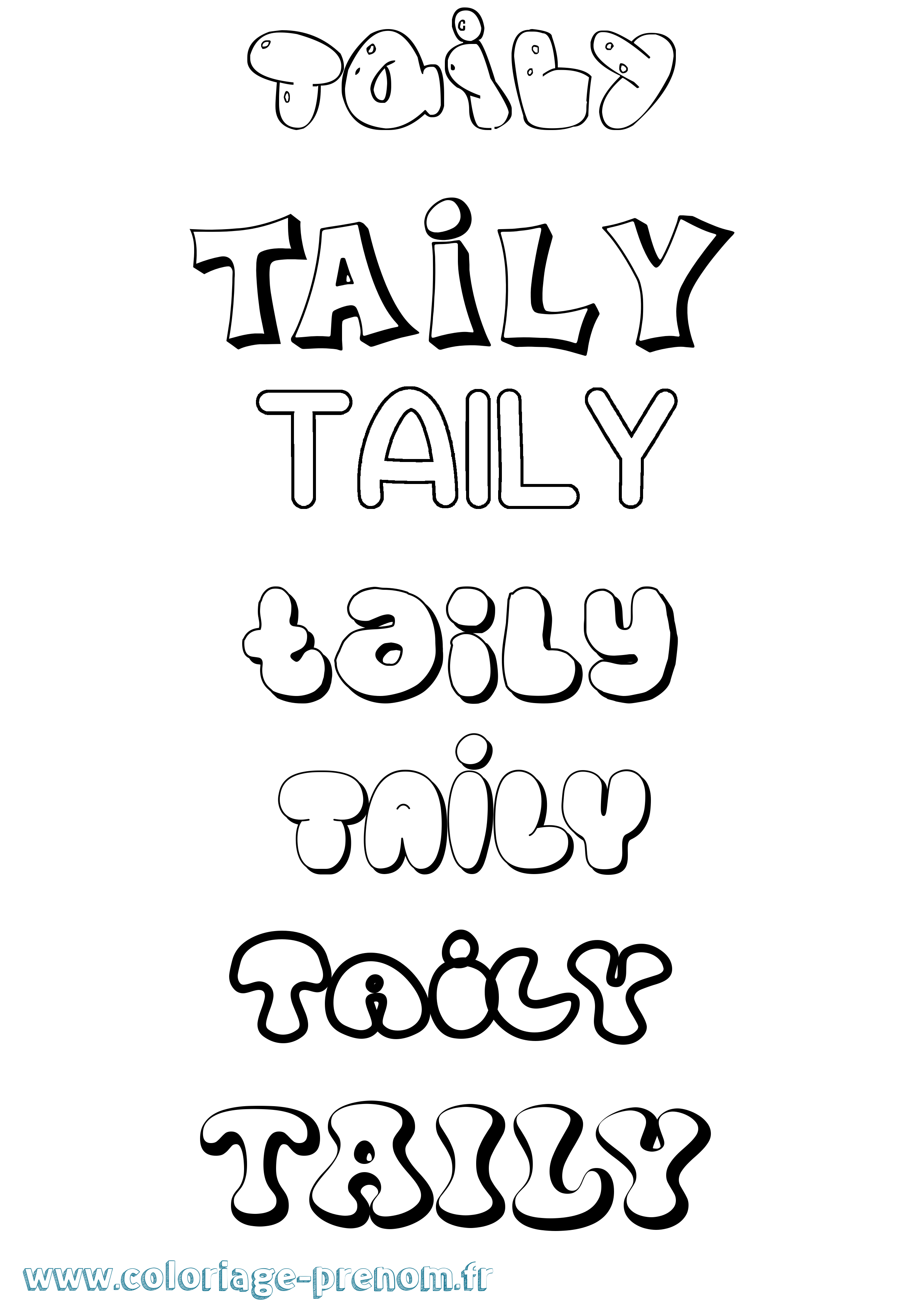 Coloriage Taily Bubble Coloriage prénom Taily Bubble