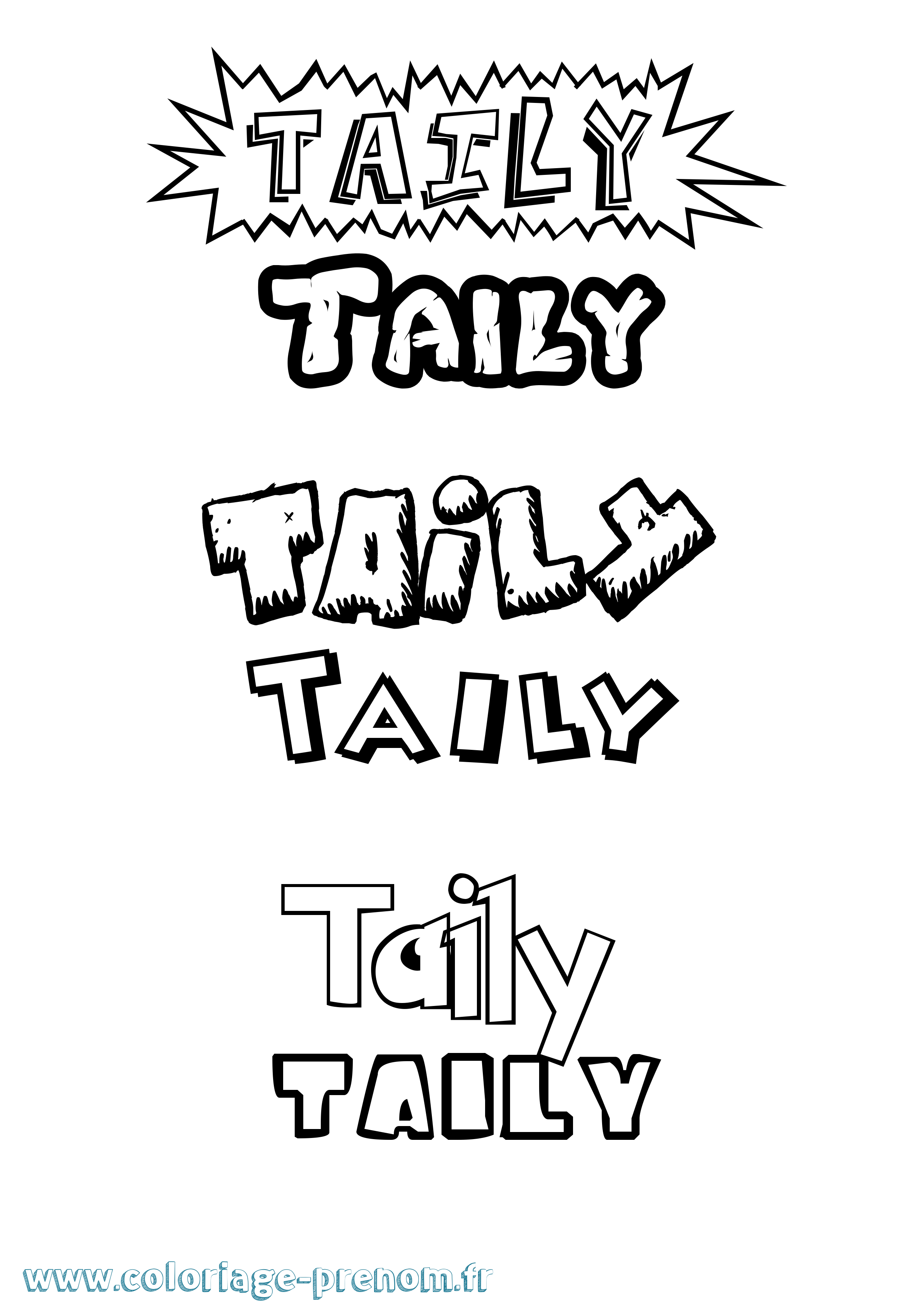 Coloriage Taily Dessin Animé Coloriage prénom Taily Dessin Animé