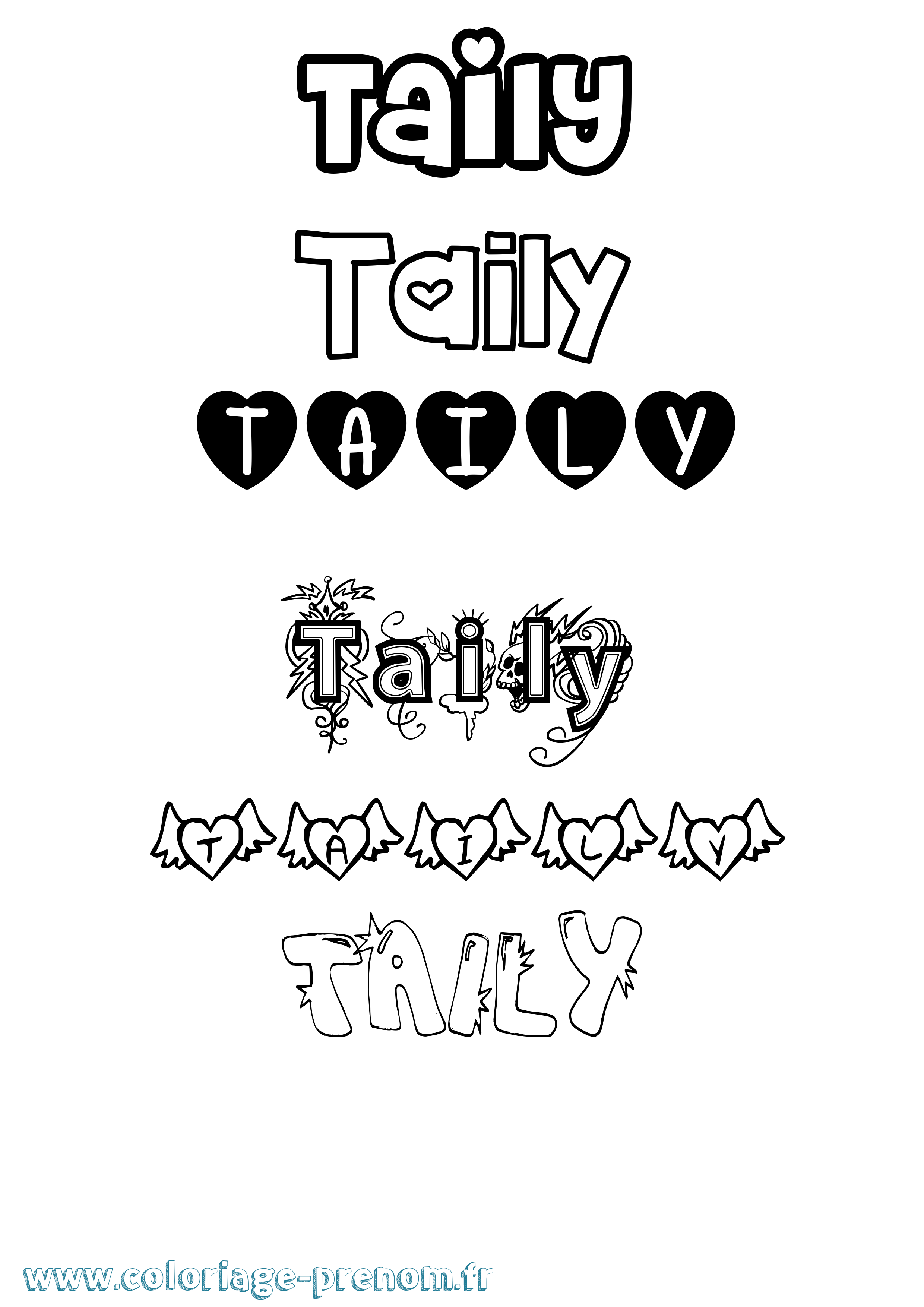 Coloriage Taily Girly Coloriage prénom Taily Girly