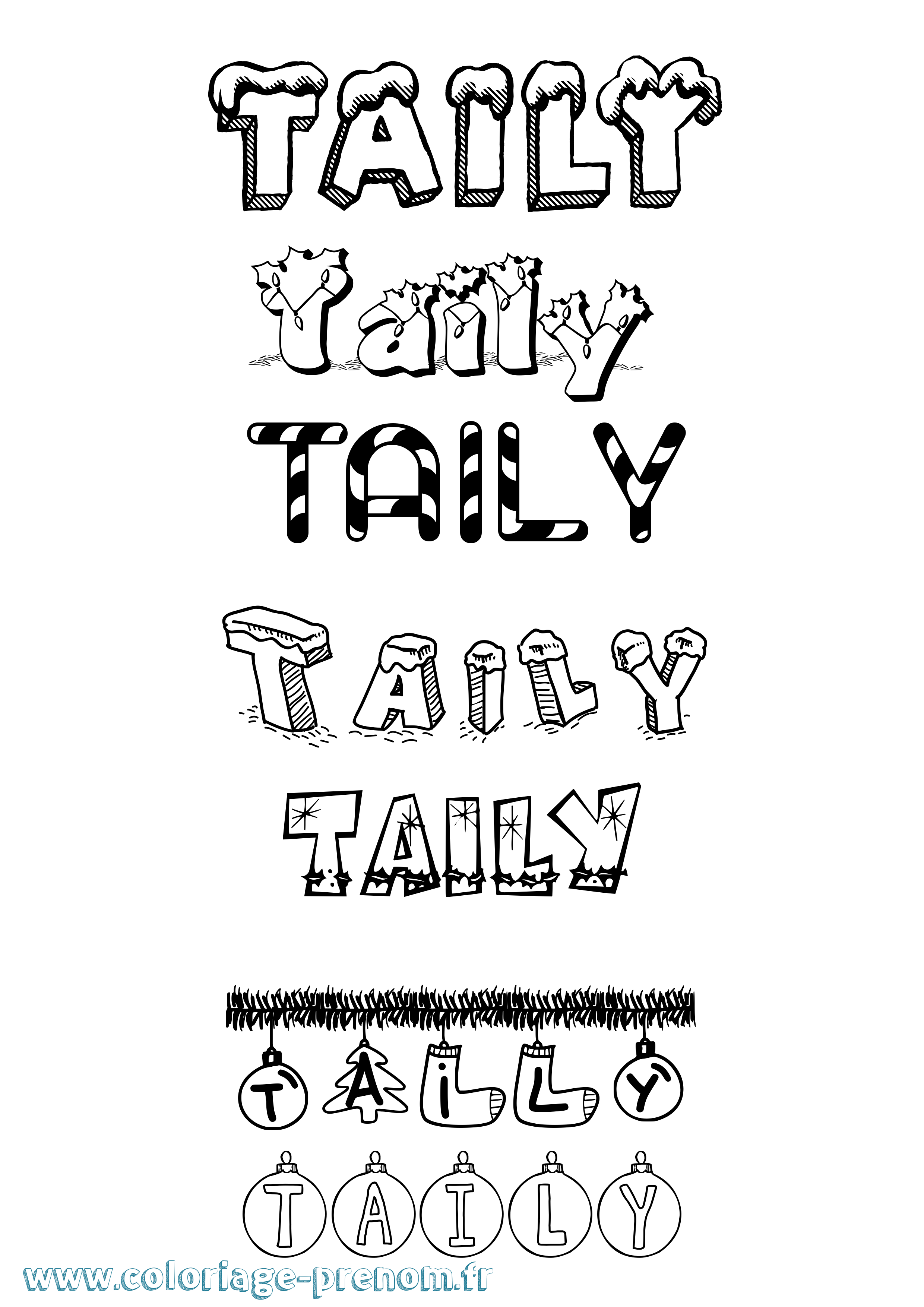Coloriage Taily Noël Coloriage prénom Taily Noël