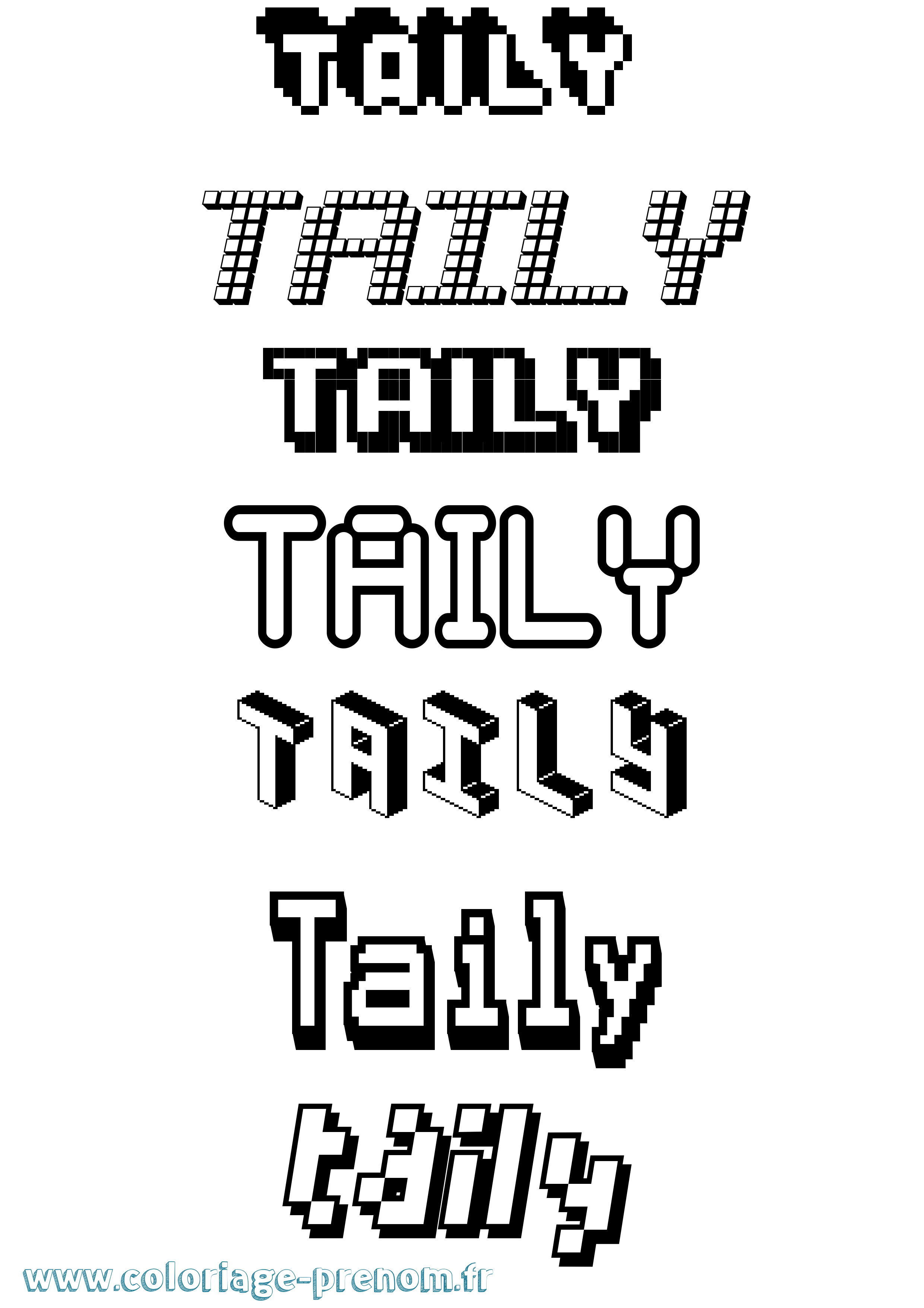 Coloriage prénom Taily Pixel