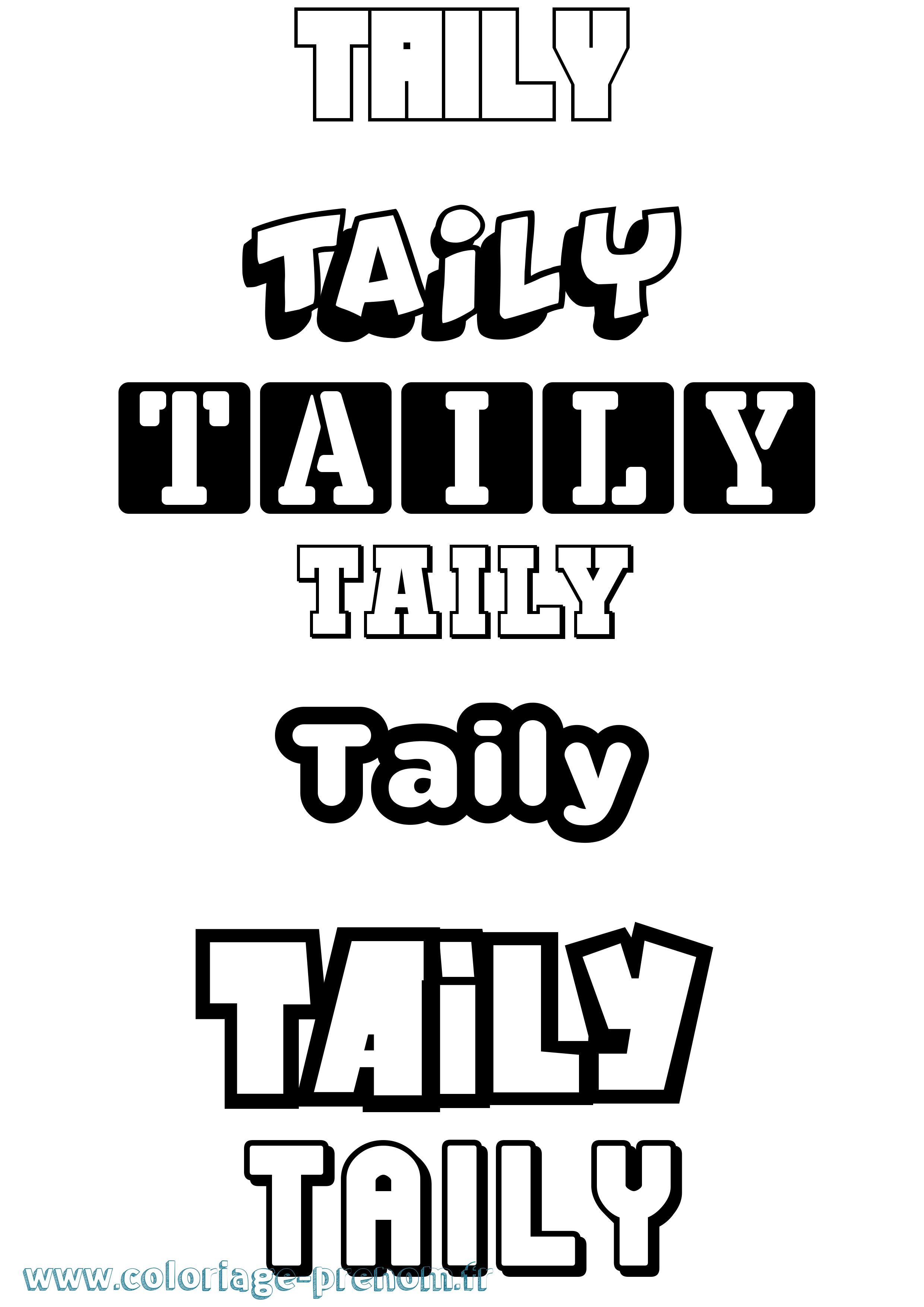 Coloriage prénom Taily Simple