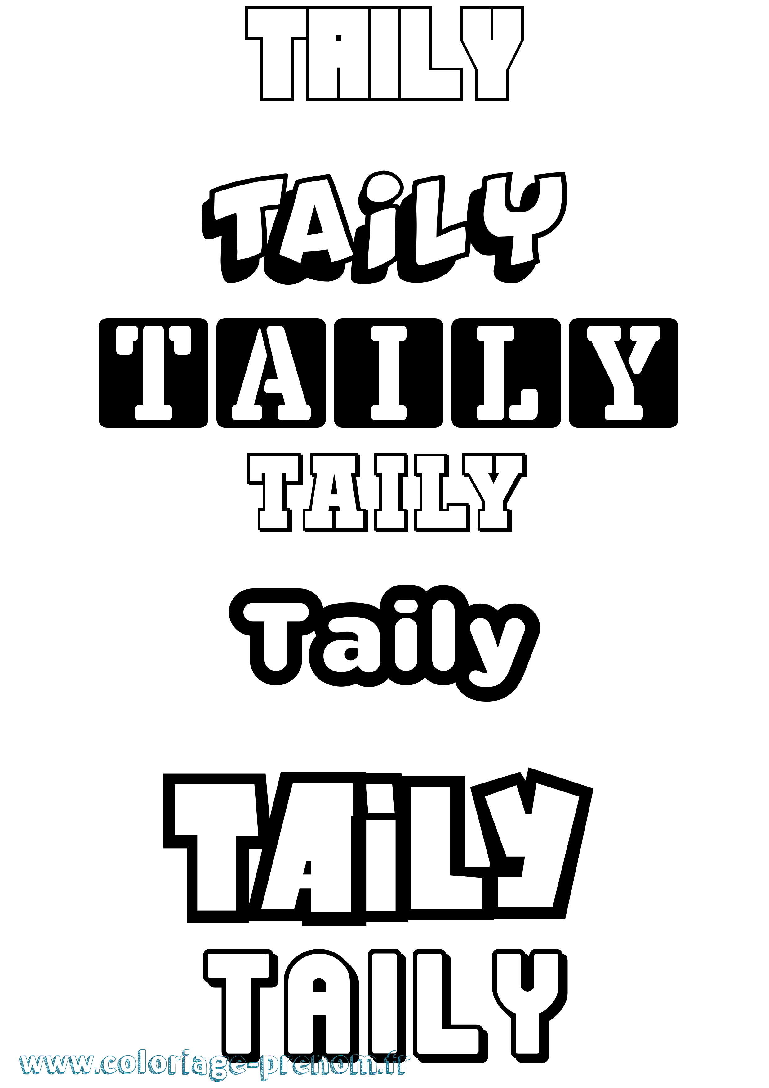 Coloriage Taily Simple Coloriage prénom Taily Simple