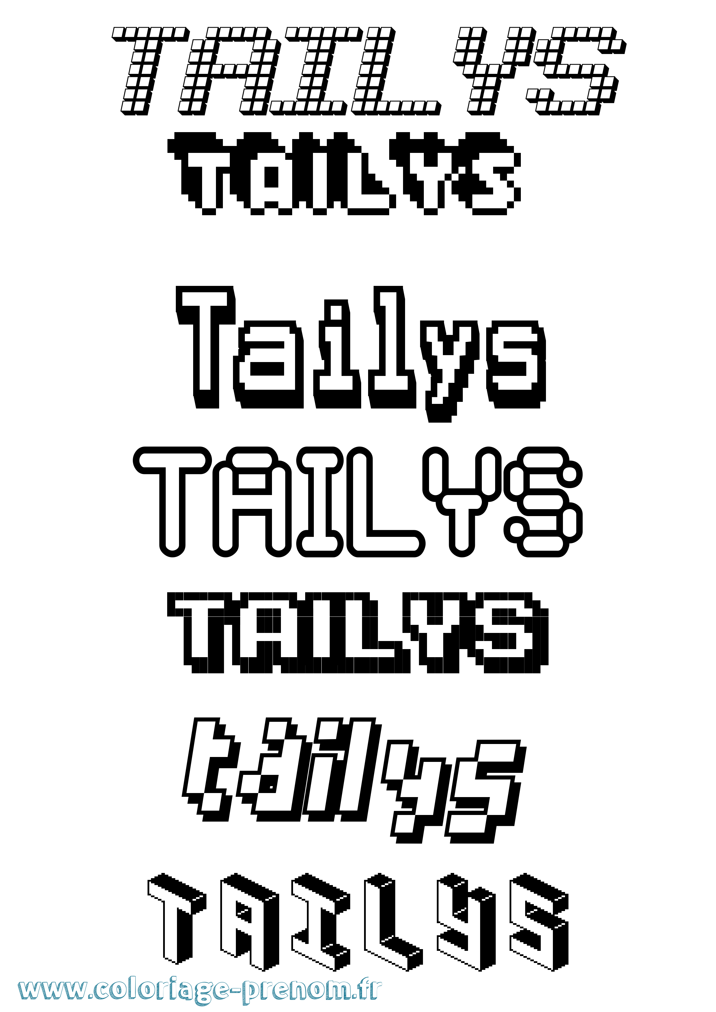 Coloriage prénom Tailys Pixel