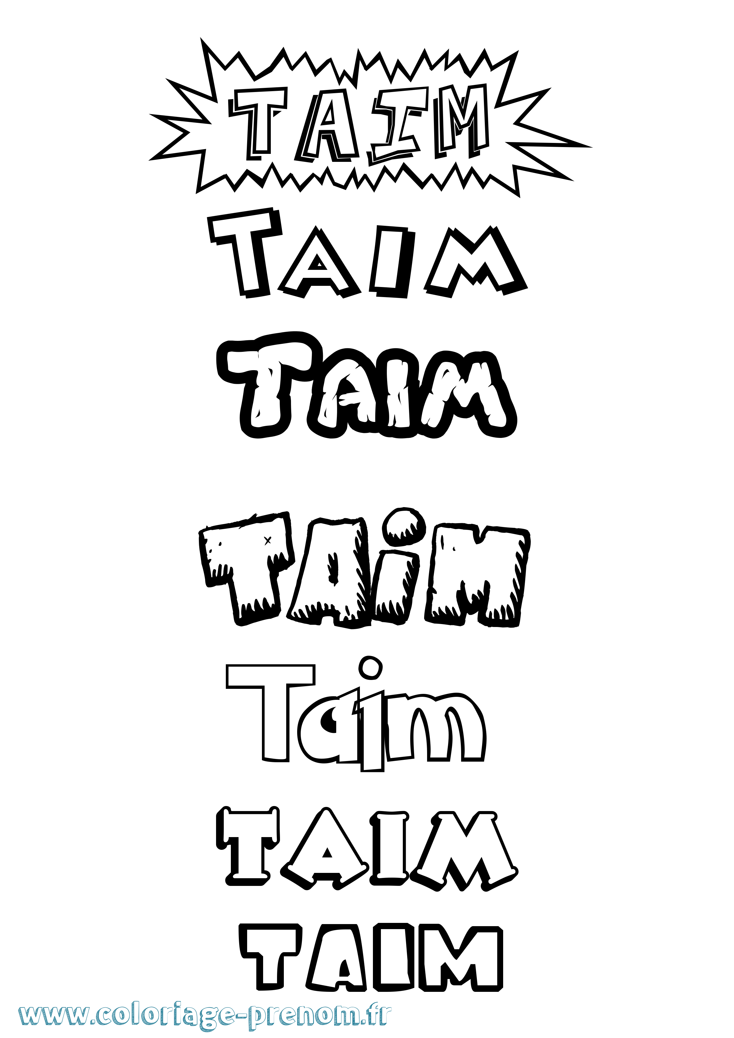 Coloriage prénom Taim Dessin Animé