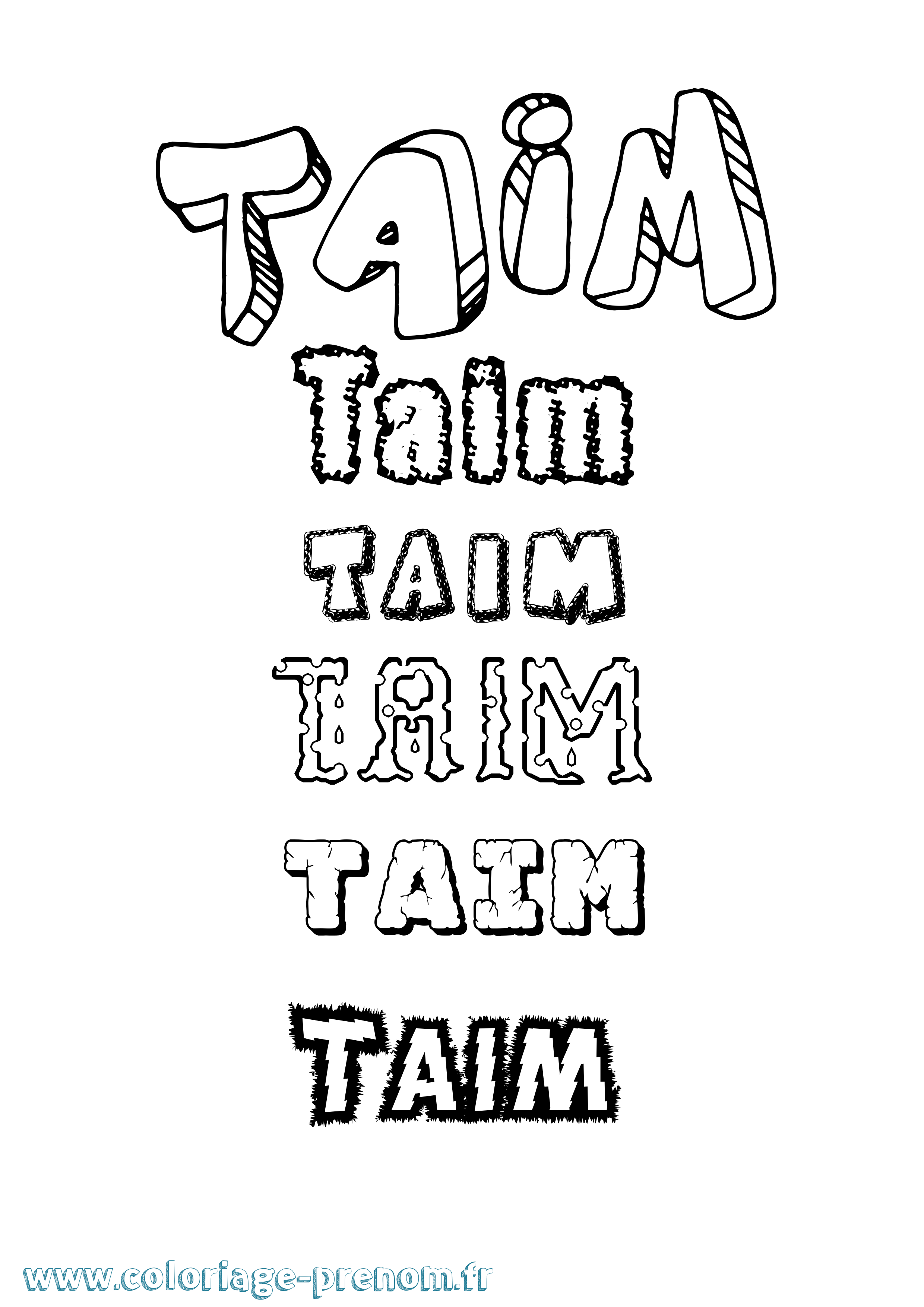 Coloriage prénom Taim Destructuré