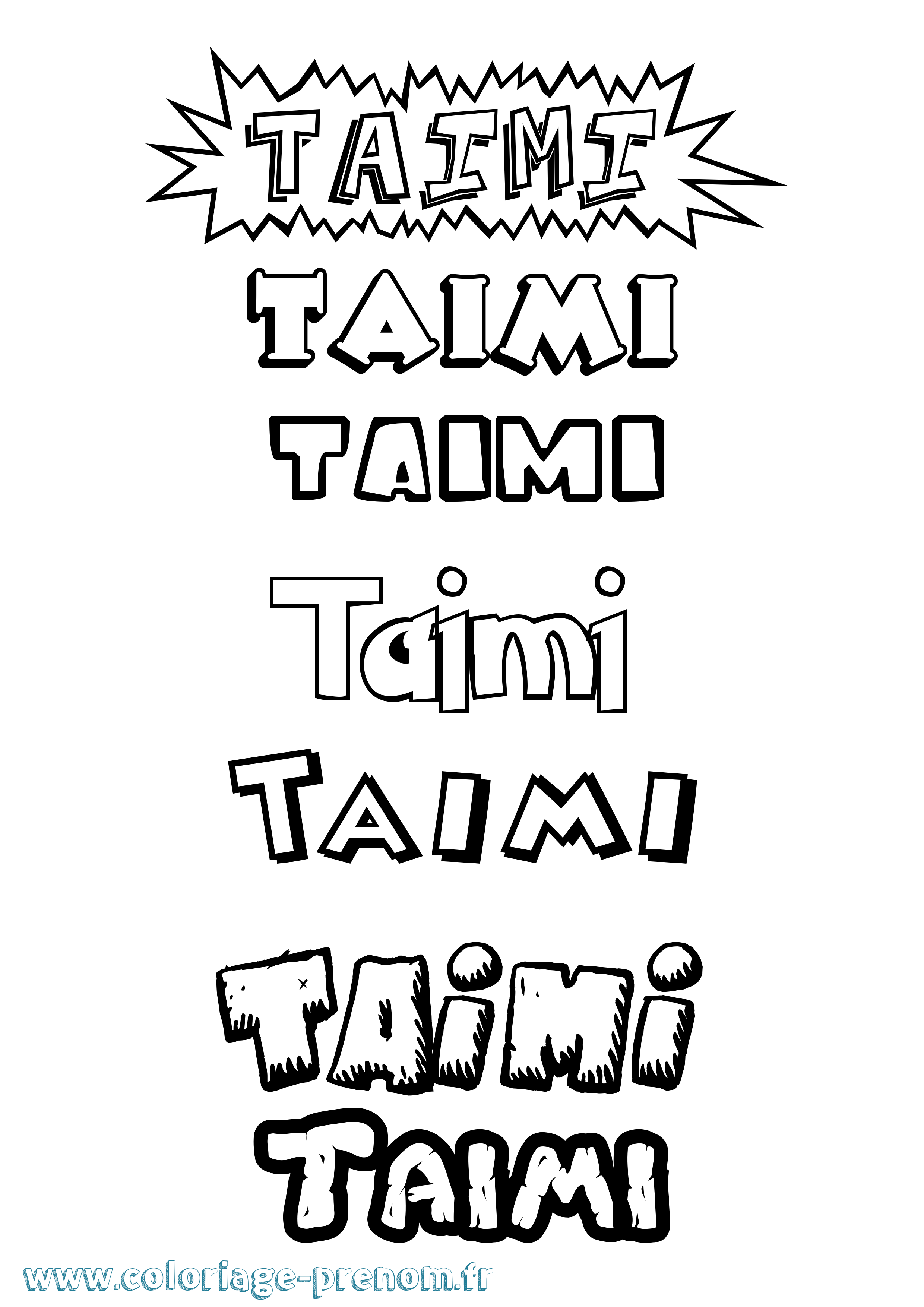 Coloriage Taimi Dessin Animé Coloriage prénom Taimi Dessin Animé
