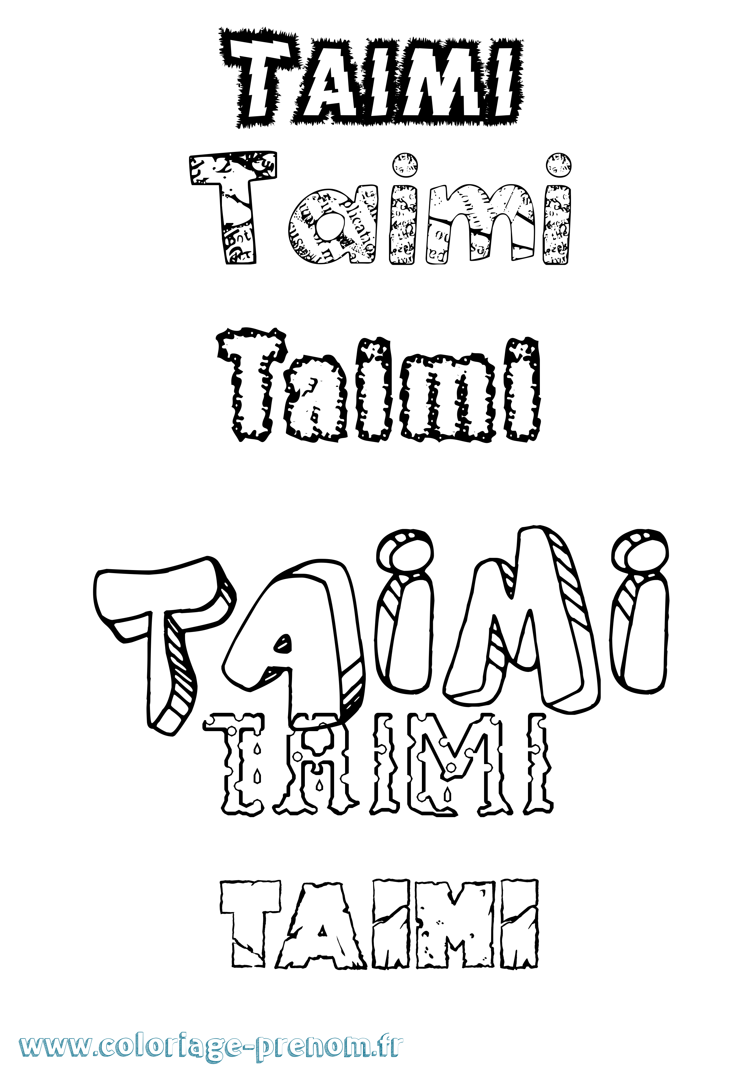 Coloriage prénom Taimi Destructuré