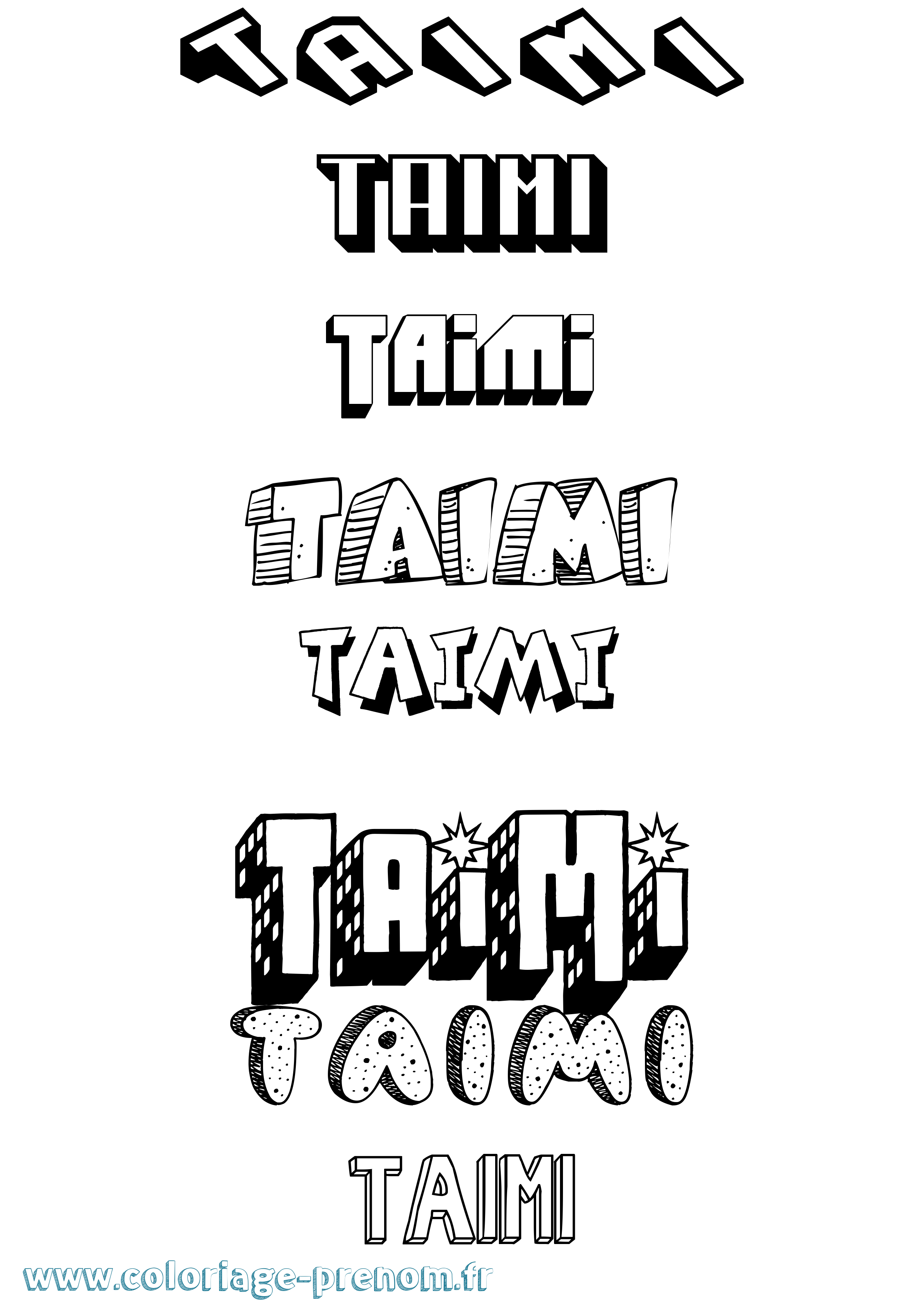 Coloriage Taimi Effet 3D Coloriage prénom Taimi Effet 3D