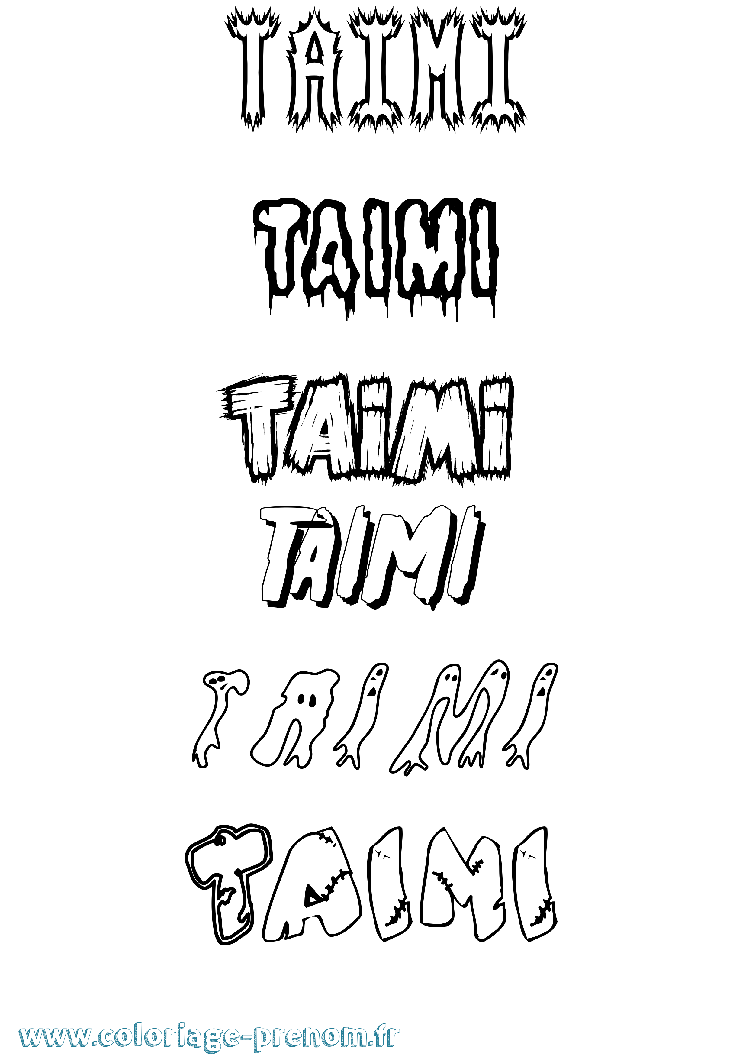 Coloriage Taimi Frisson Coloriage prénom Taimi Frisson