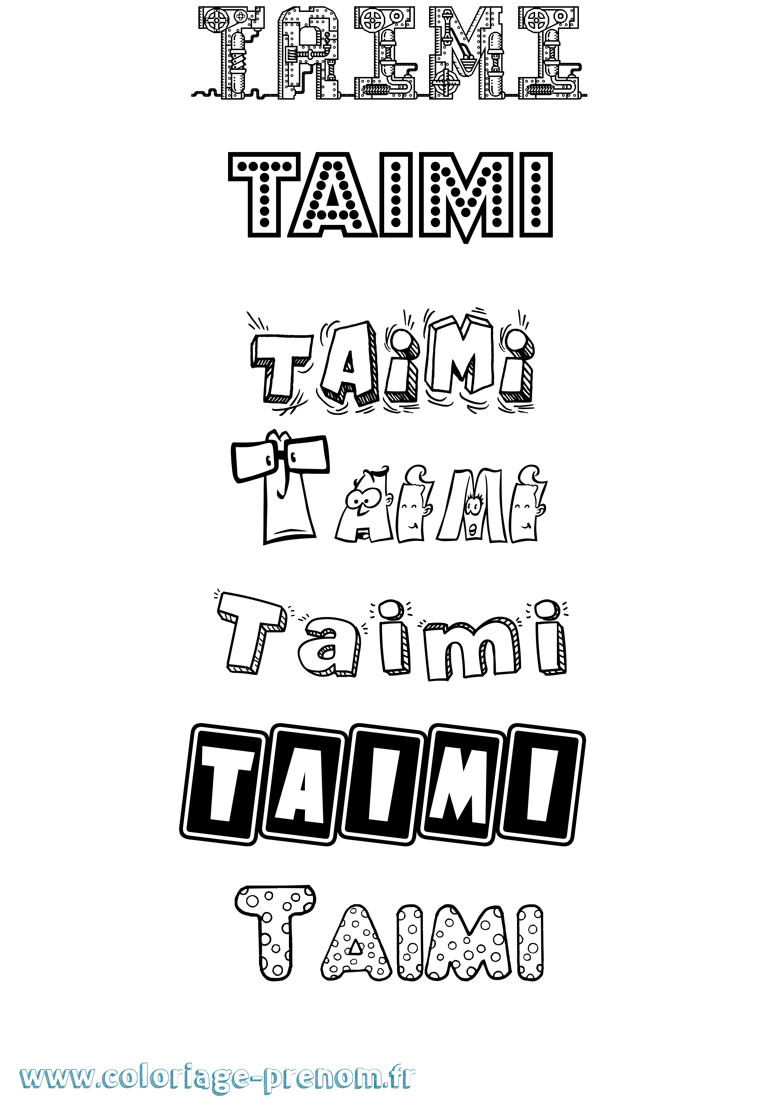 Coloriage prénom Taimi Fun
