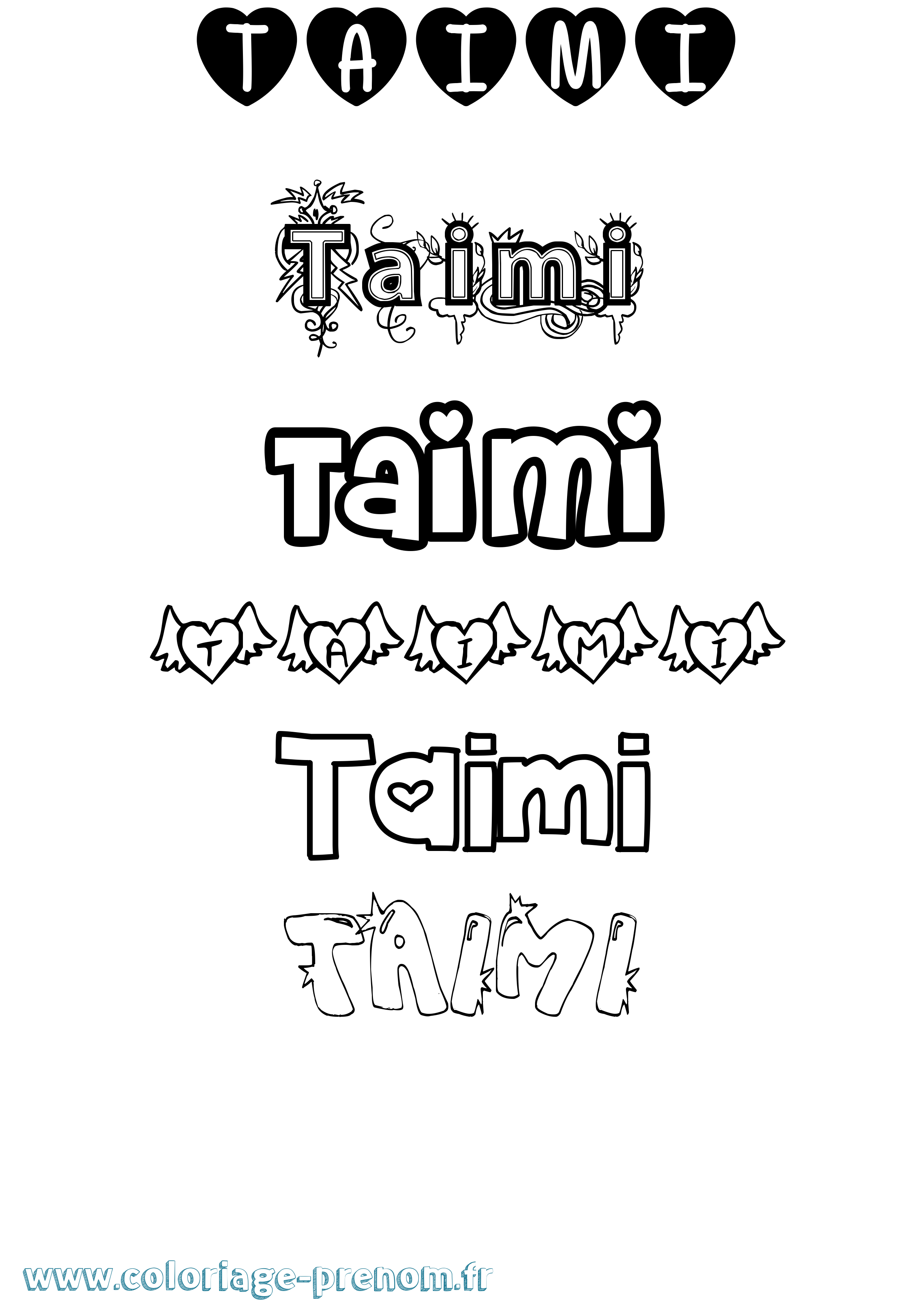 Coloriage Taimi Girly Coloriage prénom Taimi Girly
