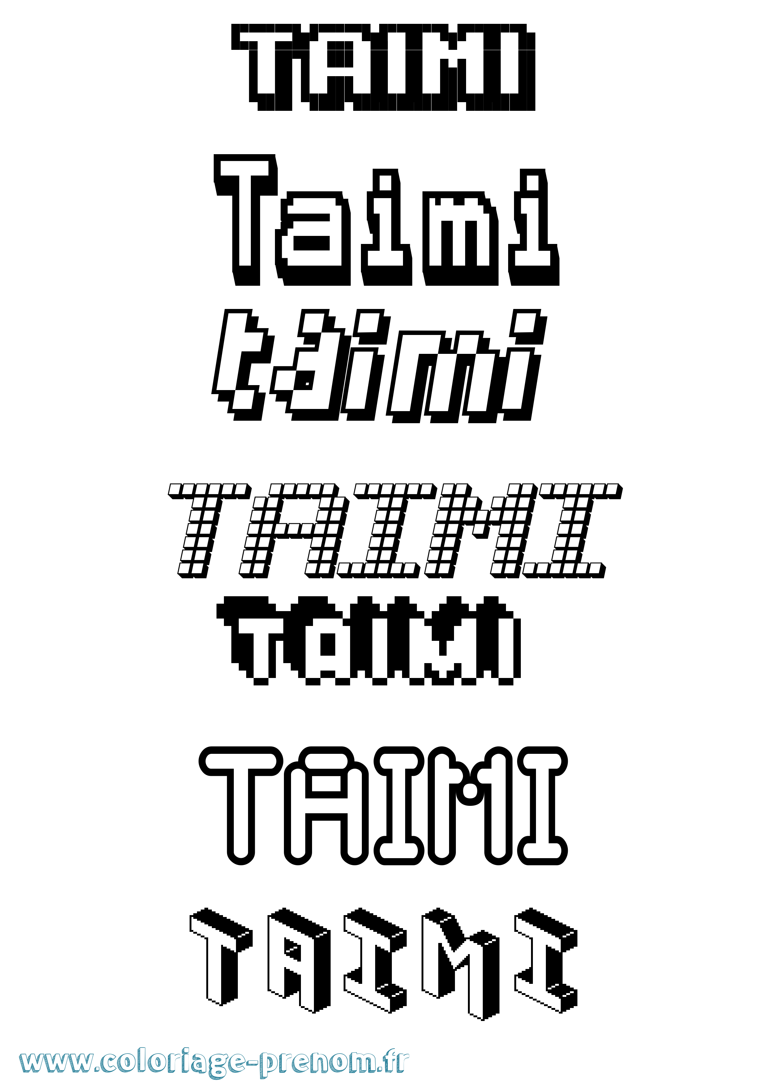 Coloriage prénom Taimi Pixel