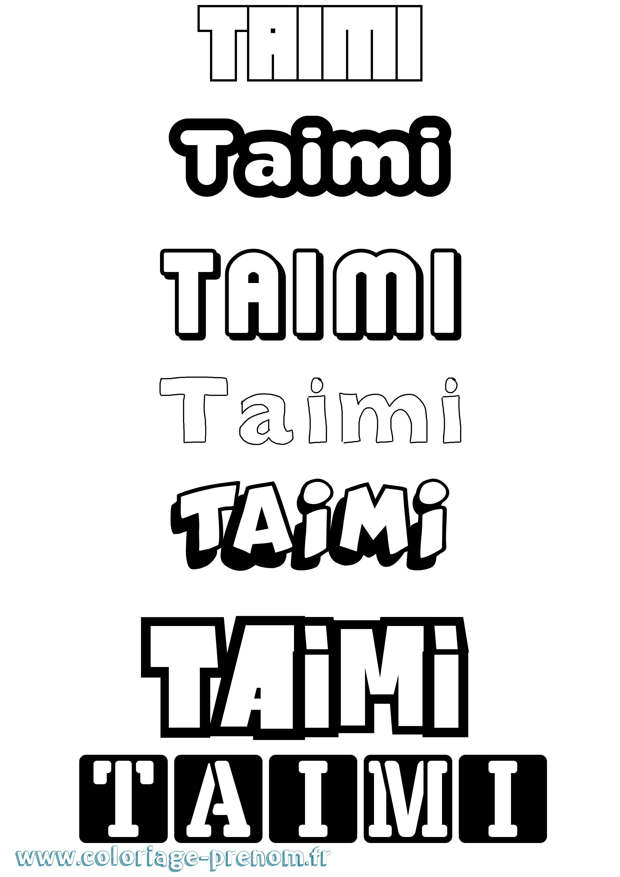Coloriage Taimi Simple Coloriage prénom Taimi Simple