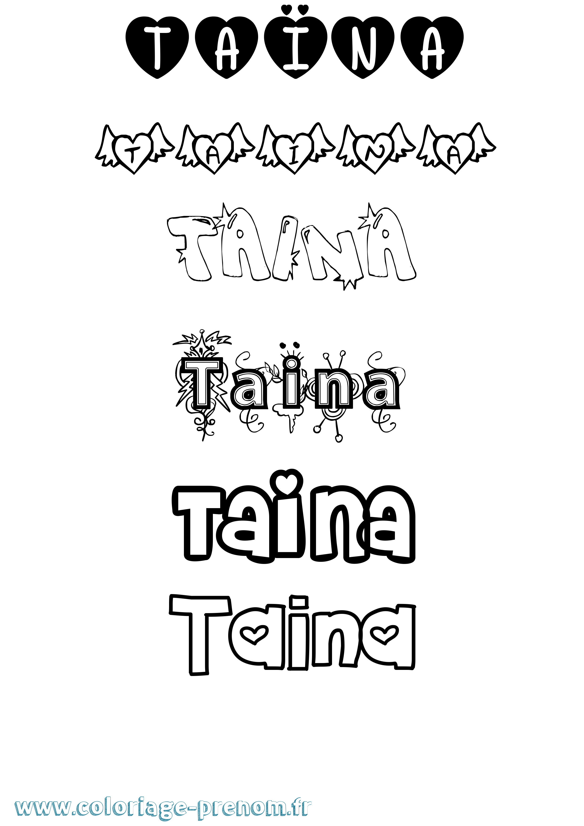 Coloriage prénom Taïna