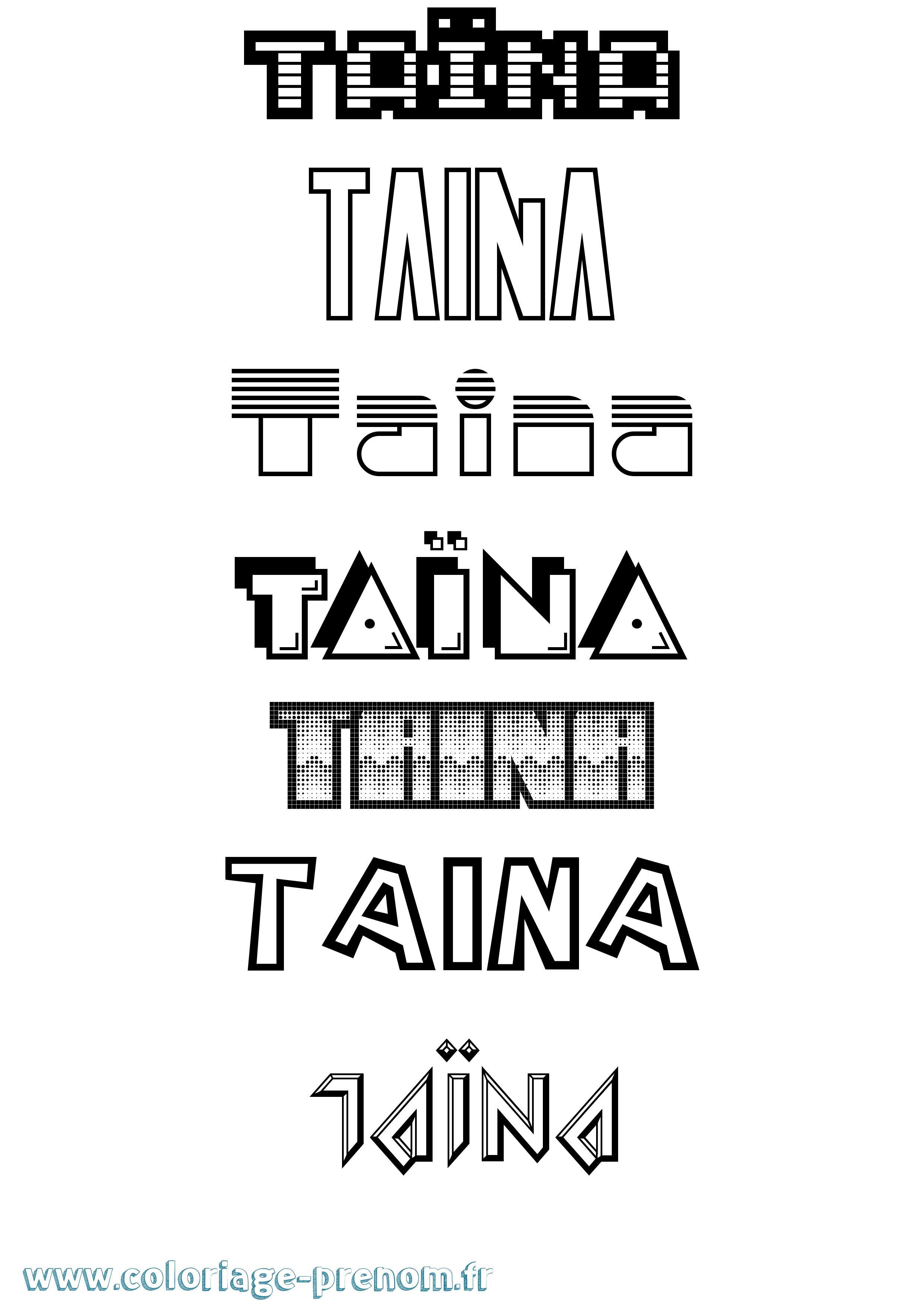 Coloriage prénom Taïna
