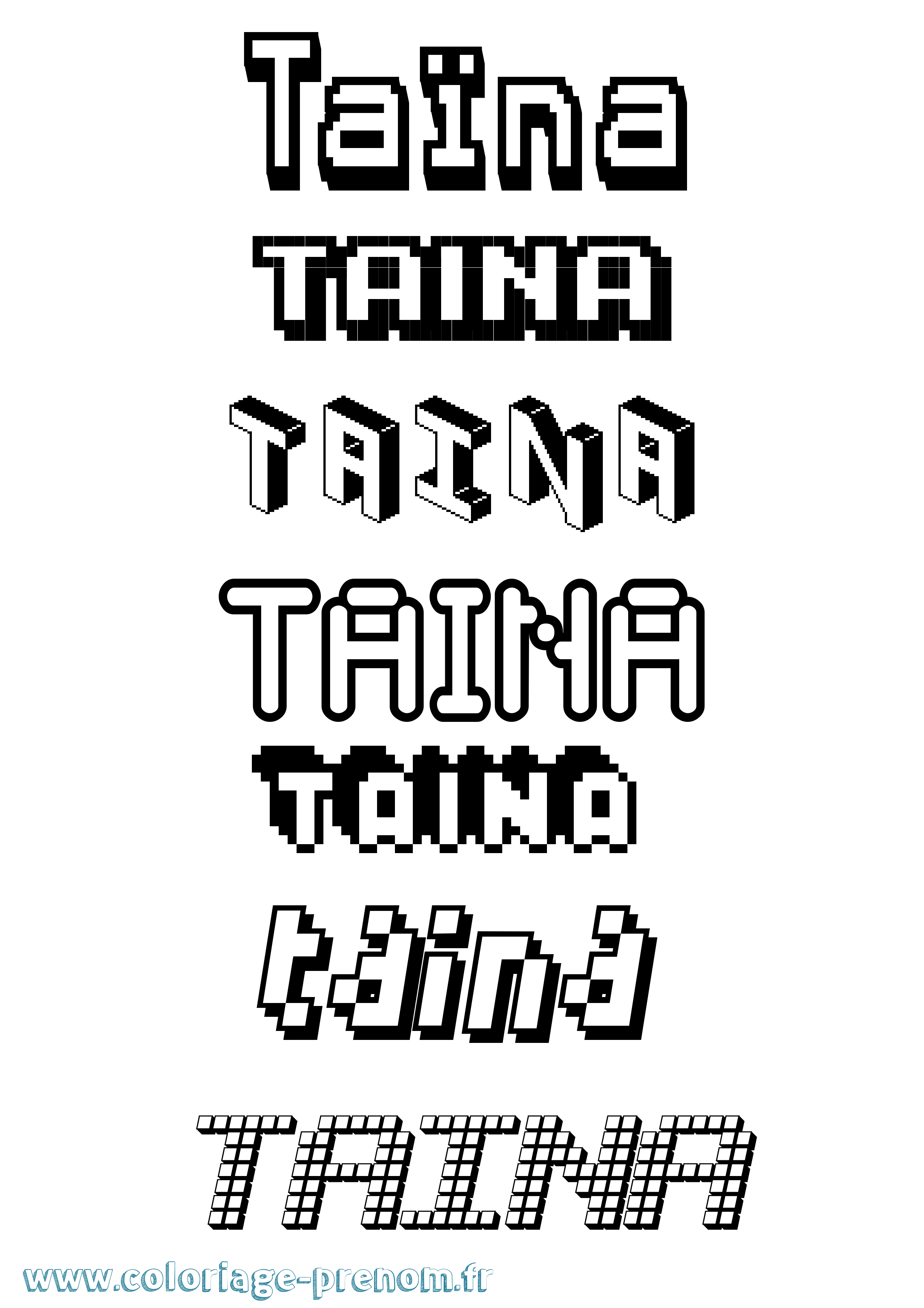 Coloriage prénom Taïna Pixel