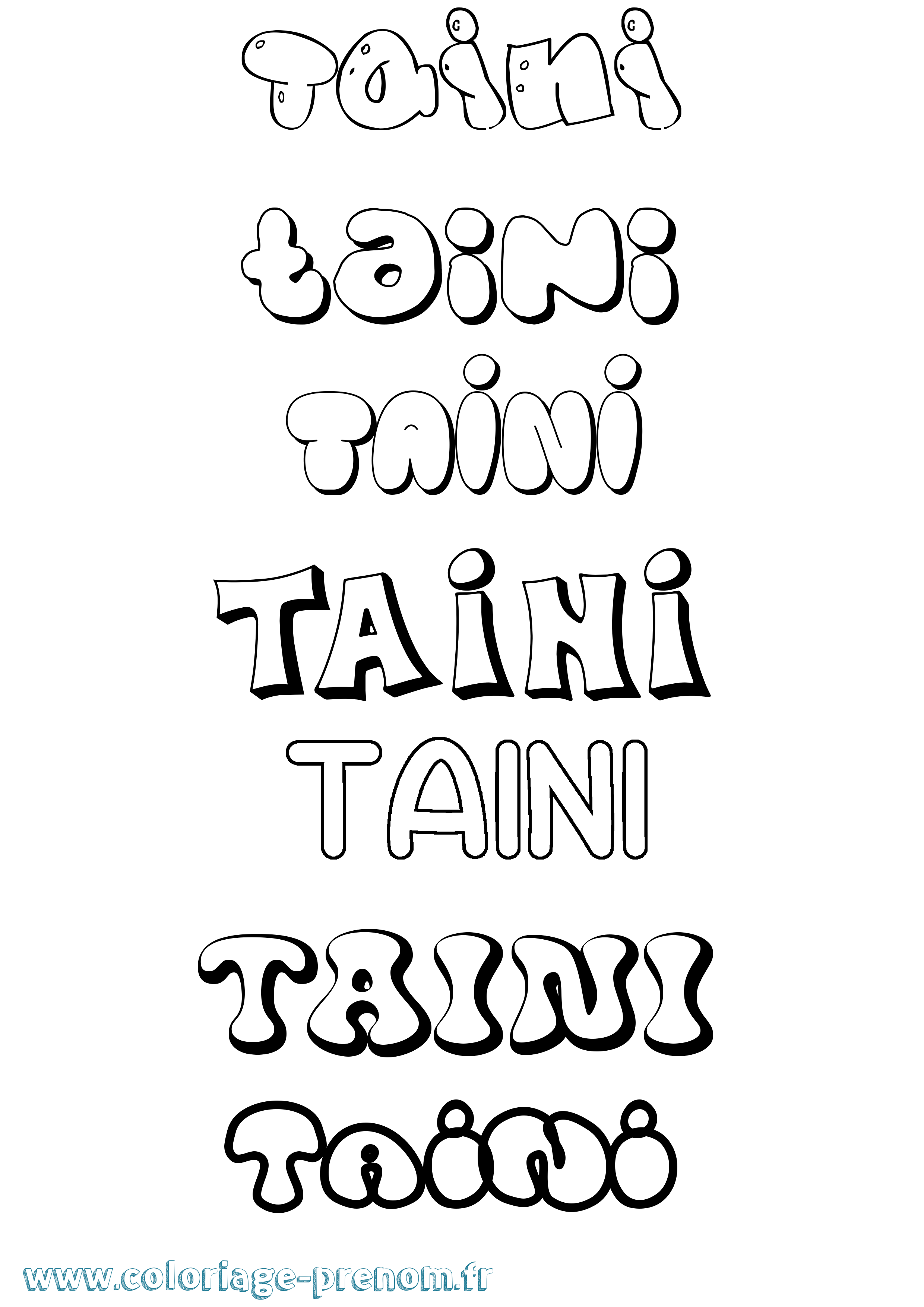Coloriage Taini Bubble Coloriage prénom Taini Bubble