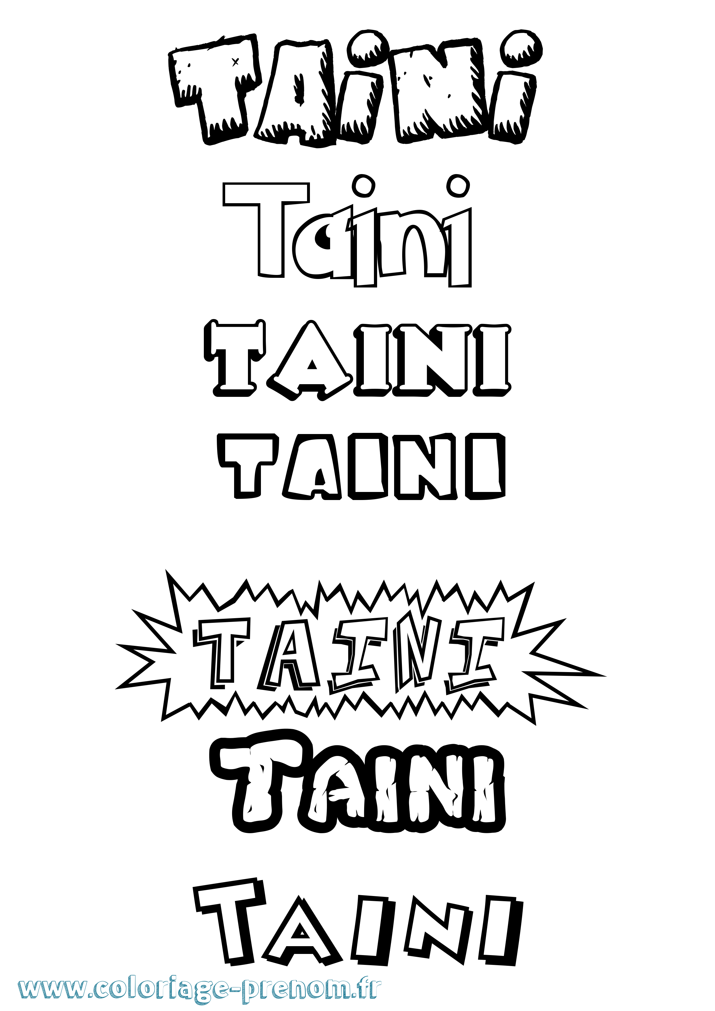 Coloriage Taini Dessin Animé Coloriage prénom Taini Dessin Animé
