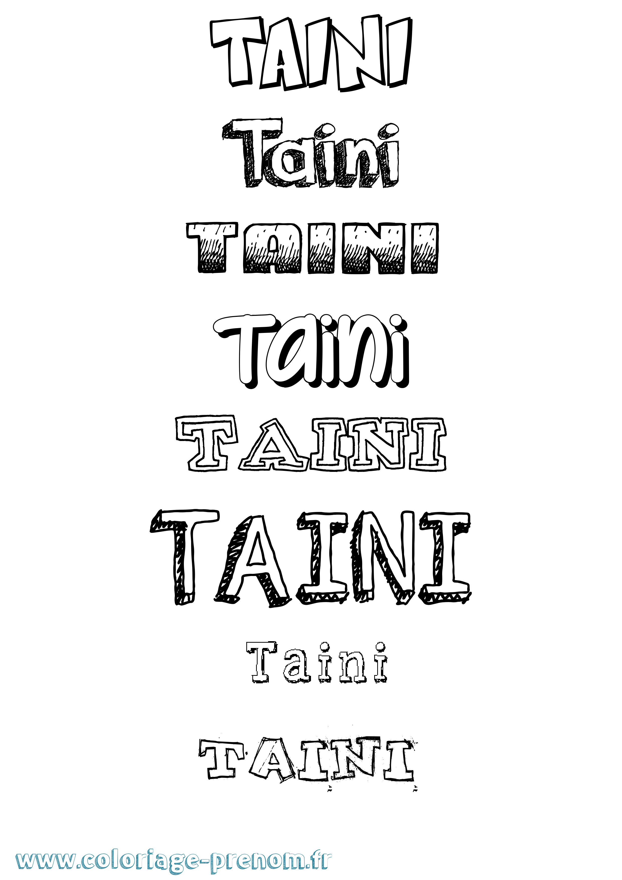 Coloriage Taini Dessiné Coloriage prénom Taini Dessiné