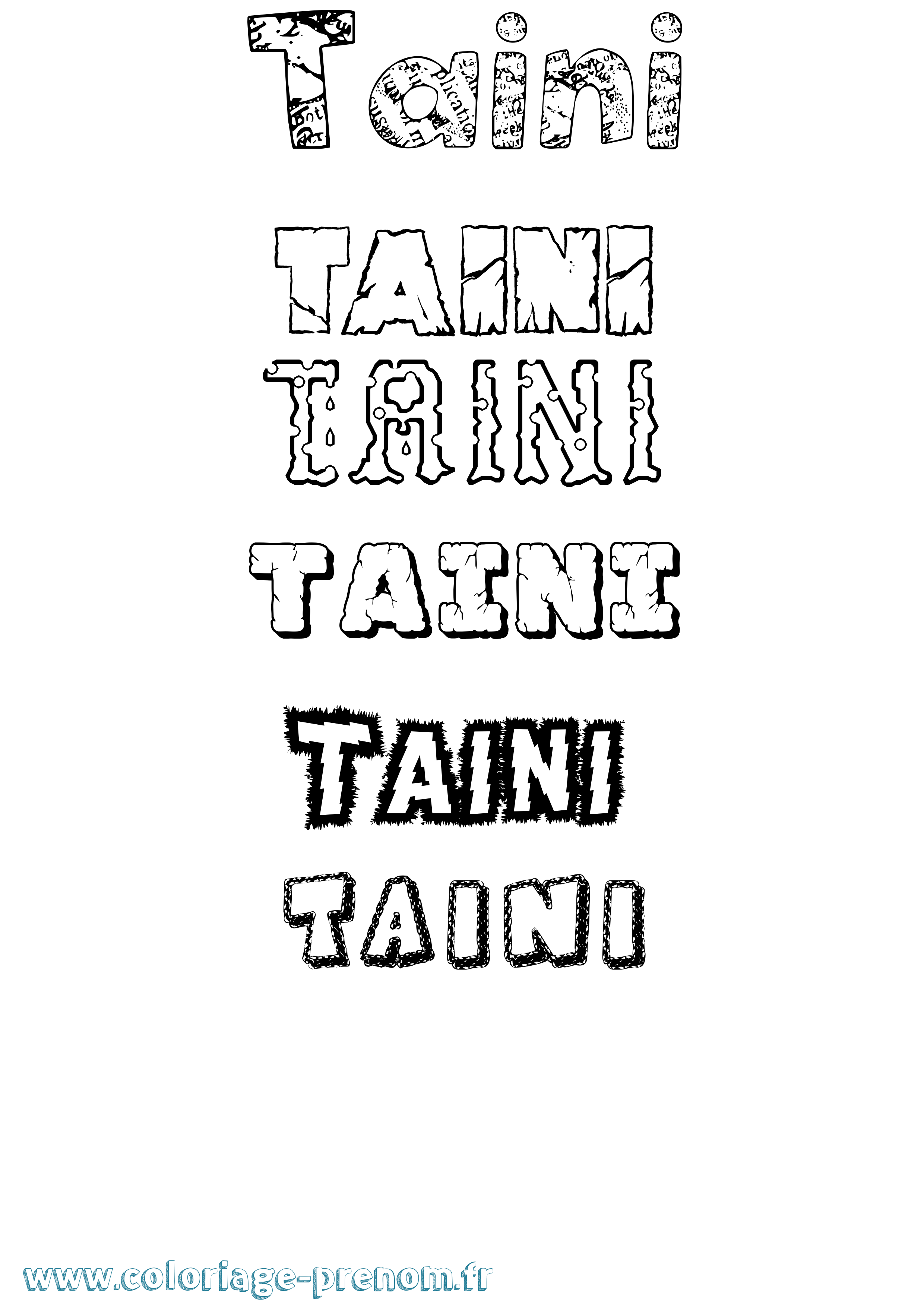 Coloriage Taini Destructuré Coloriage prénom Taini Destructuré