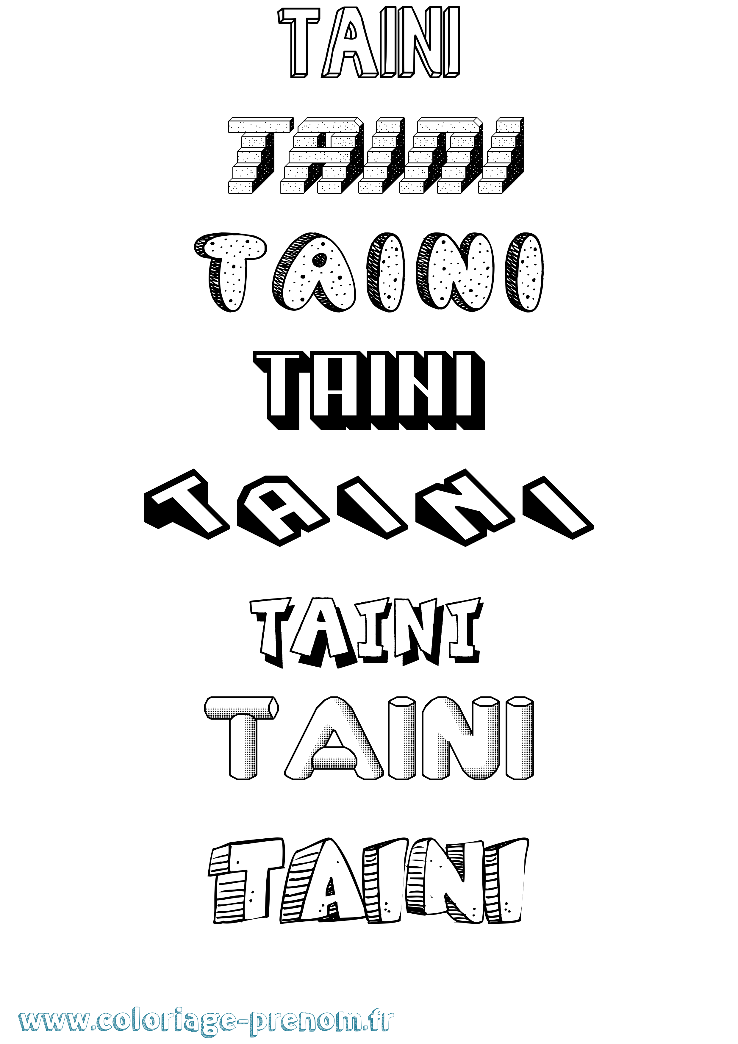Coloriage Taini Effet 3D Coloriage prénom Taini Effet 3D