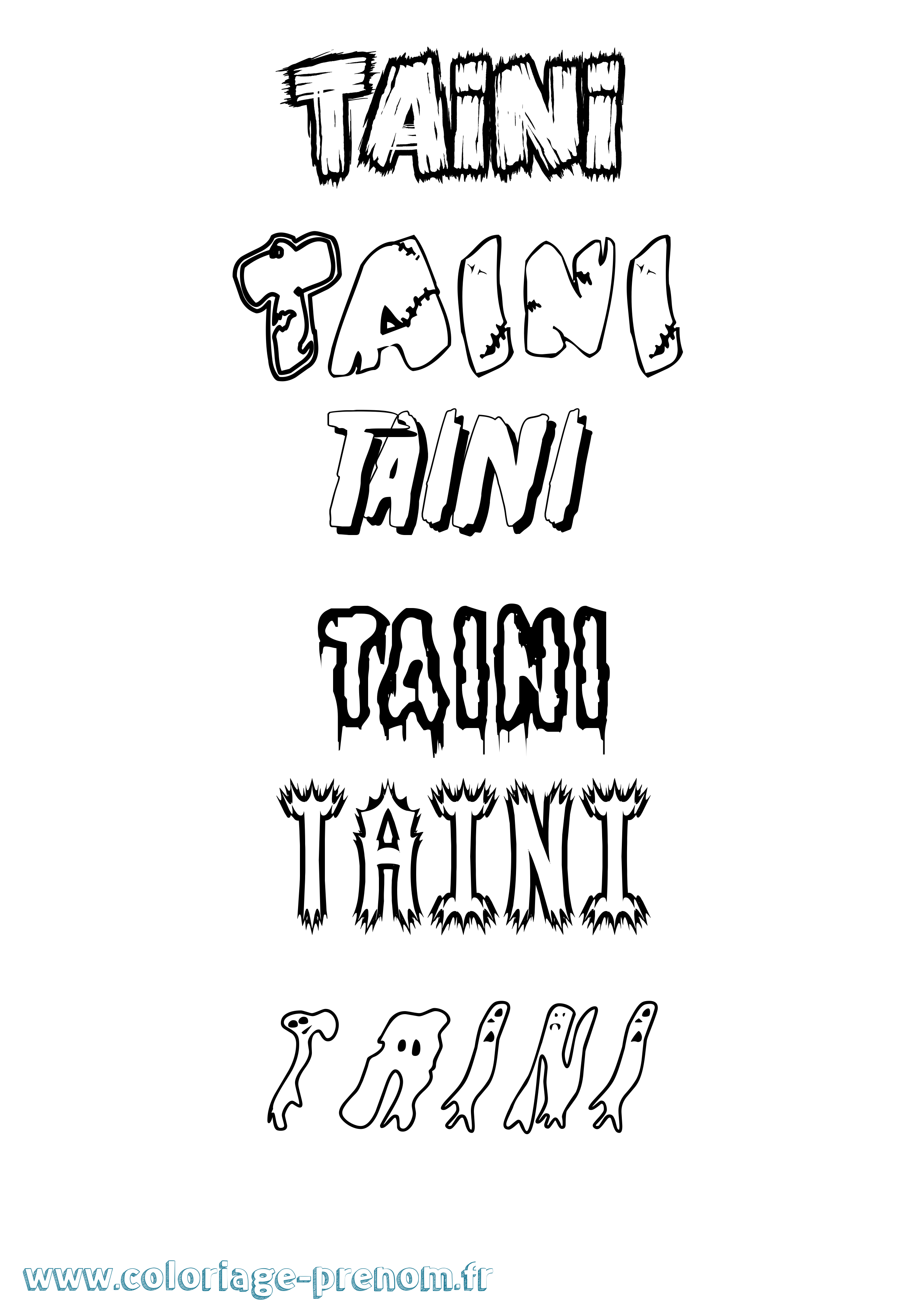 Coloriage Taini Frisson Coloriage prénom Taini Frisson