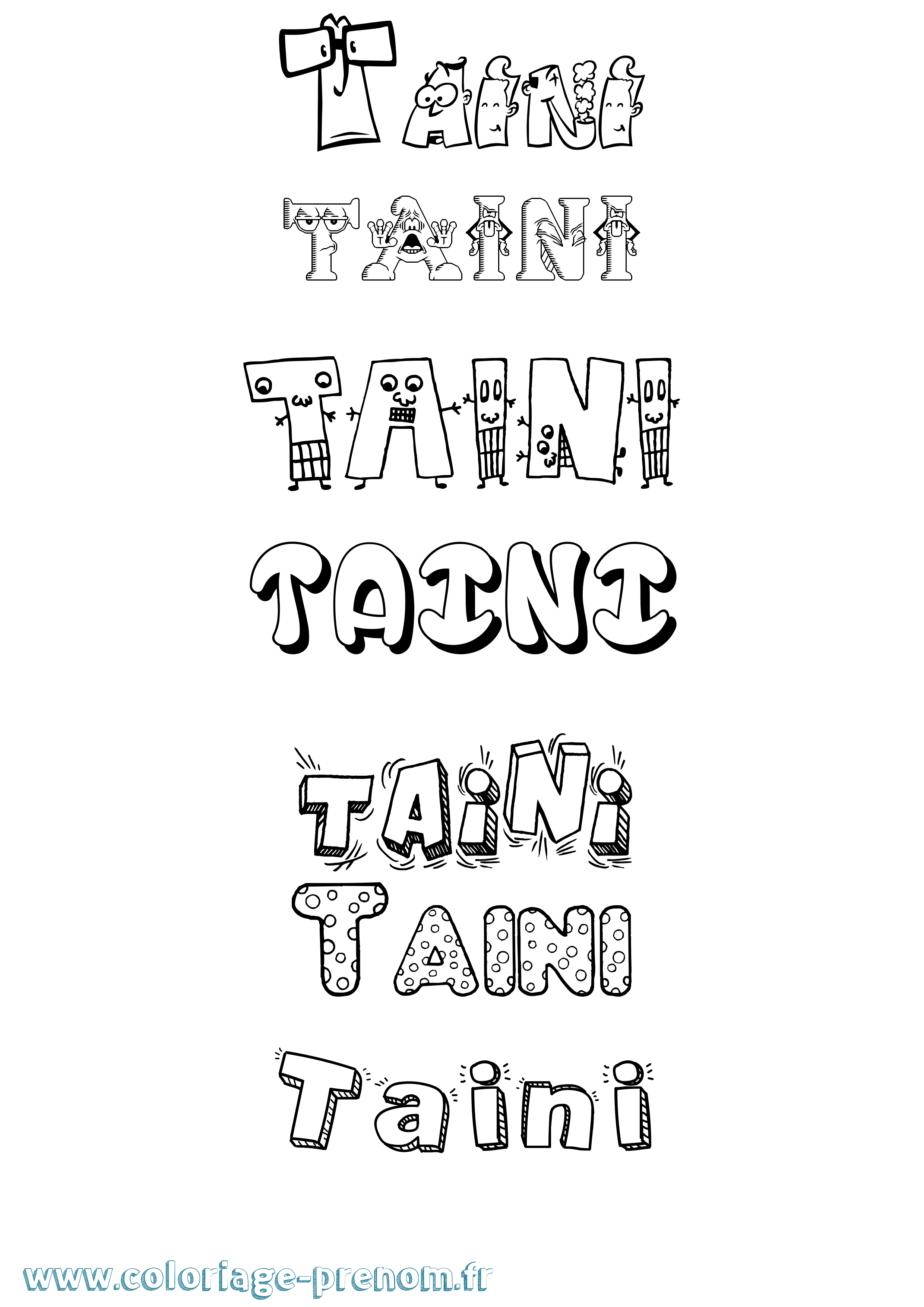 Coloriage Taini Fun Coloriage prénom Taini Fun