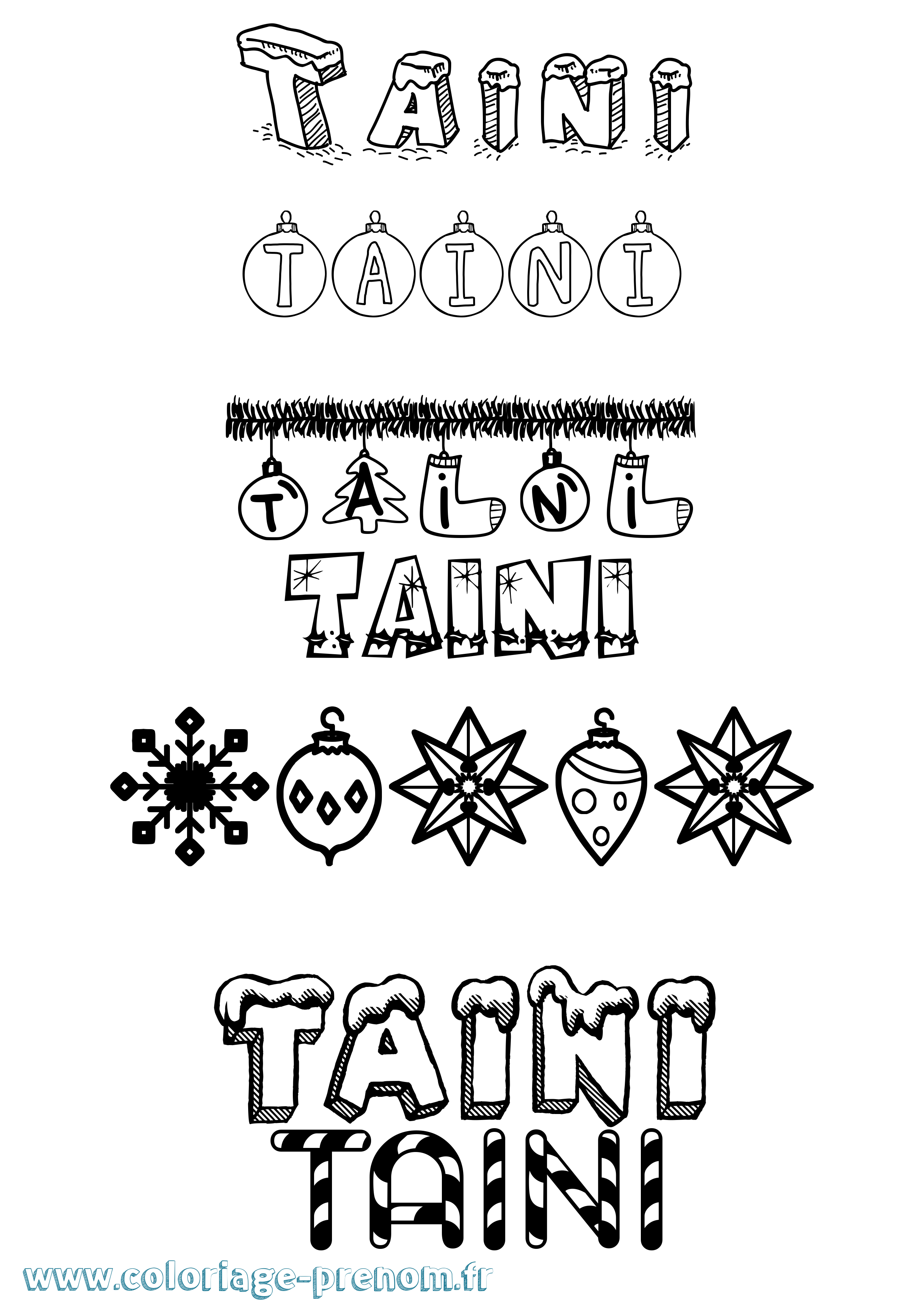 Coloriage Taini Noël Coloriage prénom Taini Noël