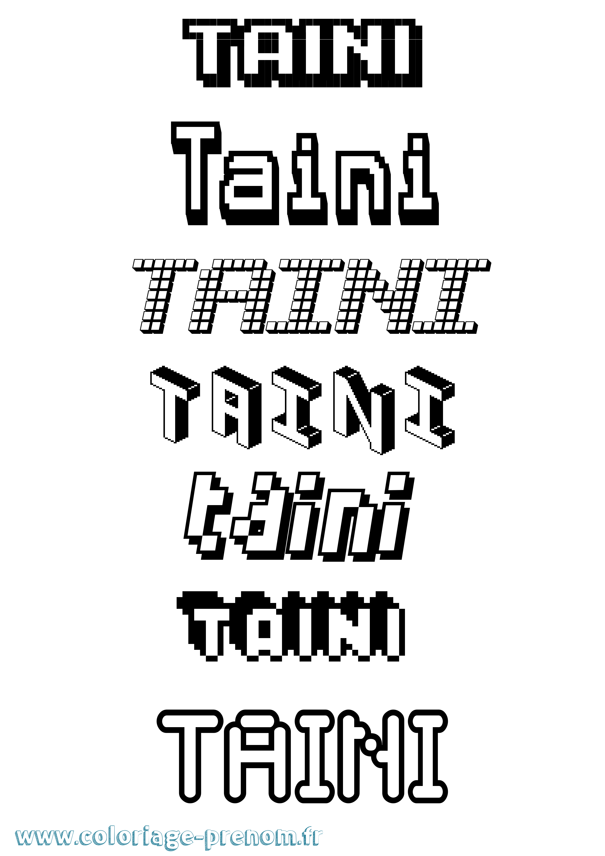 Coloriage Taini Pixel Coloriage prénom Taini Pixel