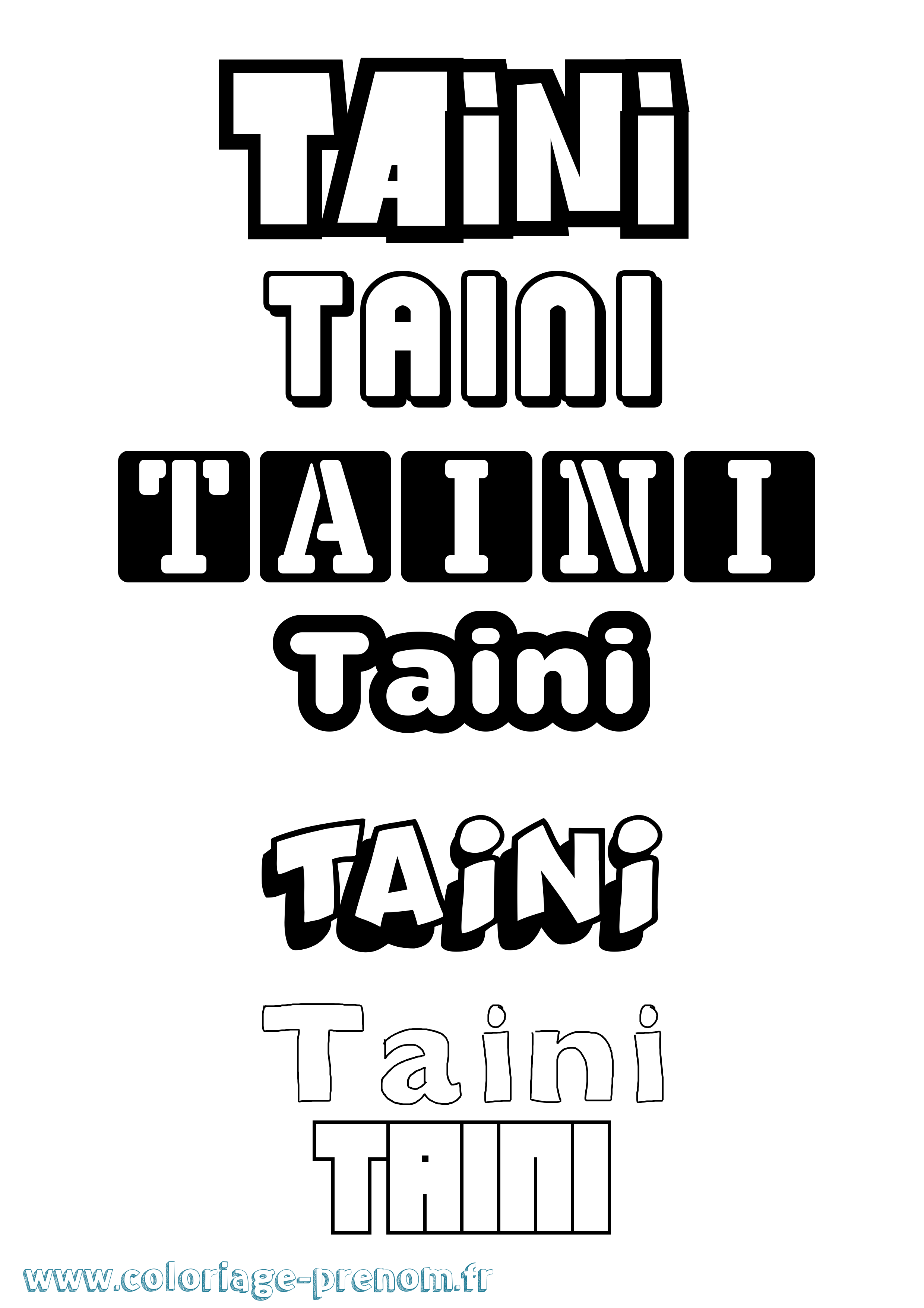 Coloriage Taini Simple Coloriage prénom Taini Simple