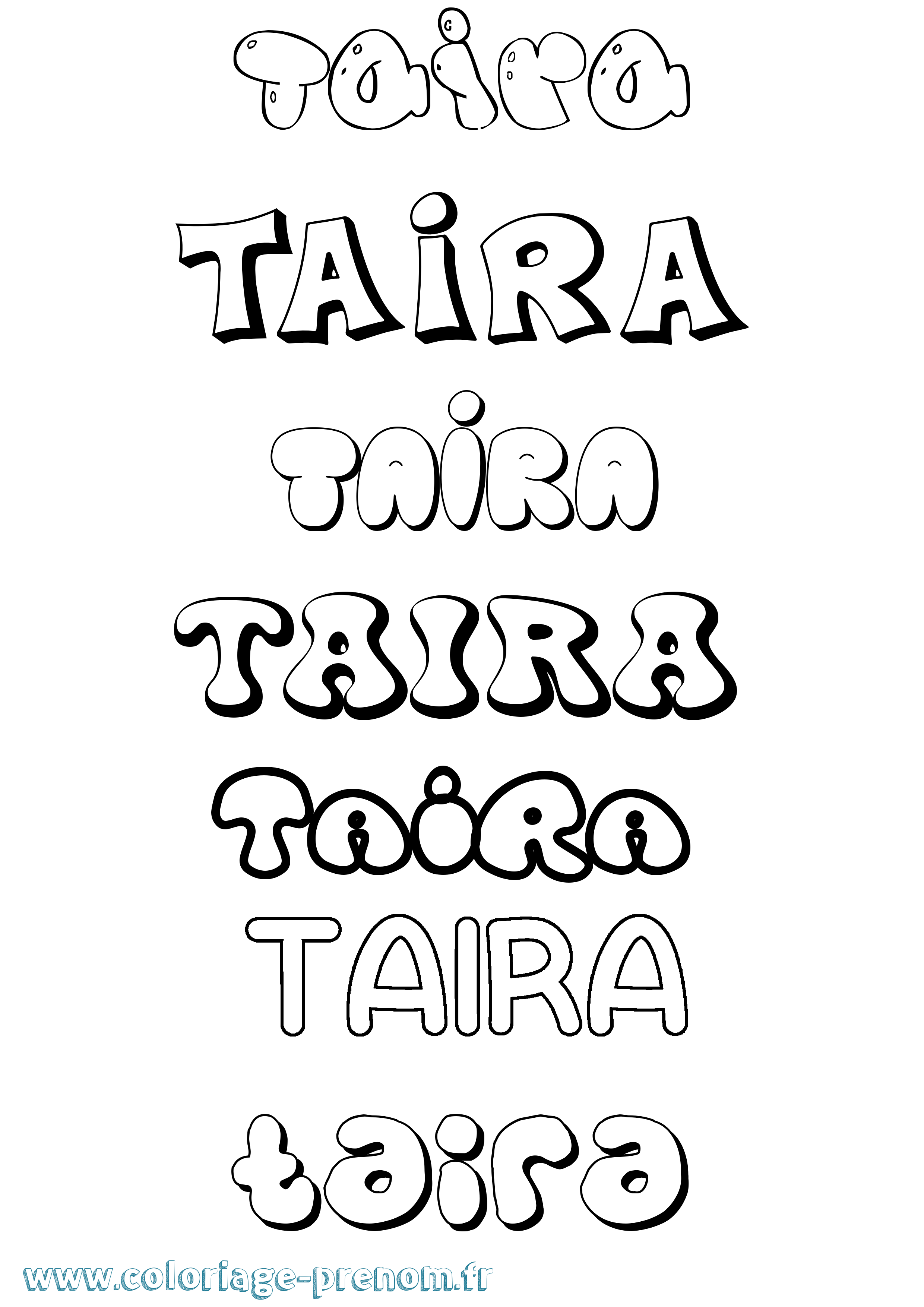 Coloriage Taira Bubble Coloriage prénom Taira Bubble
