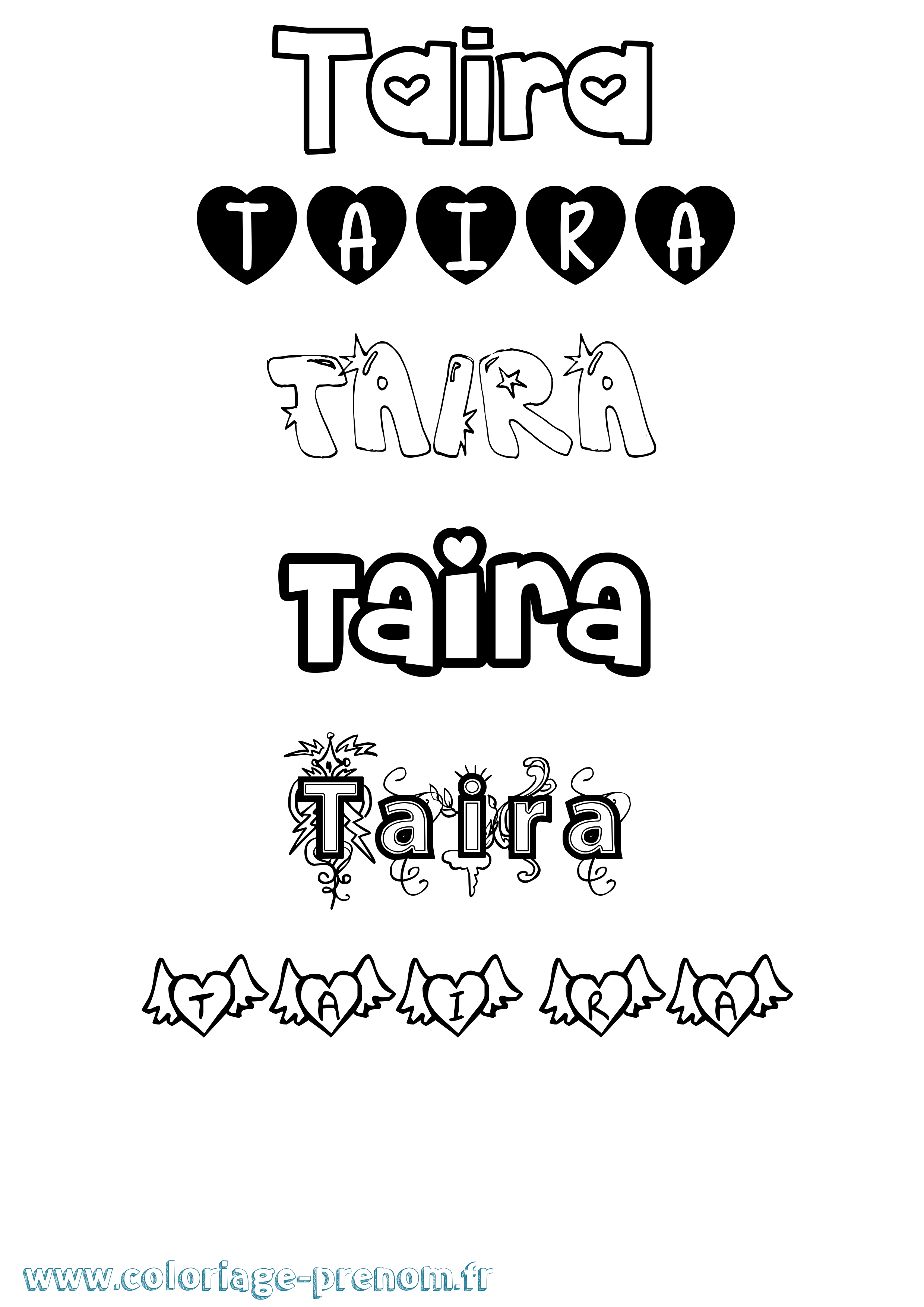 Coloriage Taira Girly Coloriage prénom Taira Girly