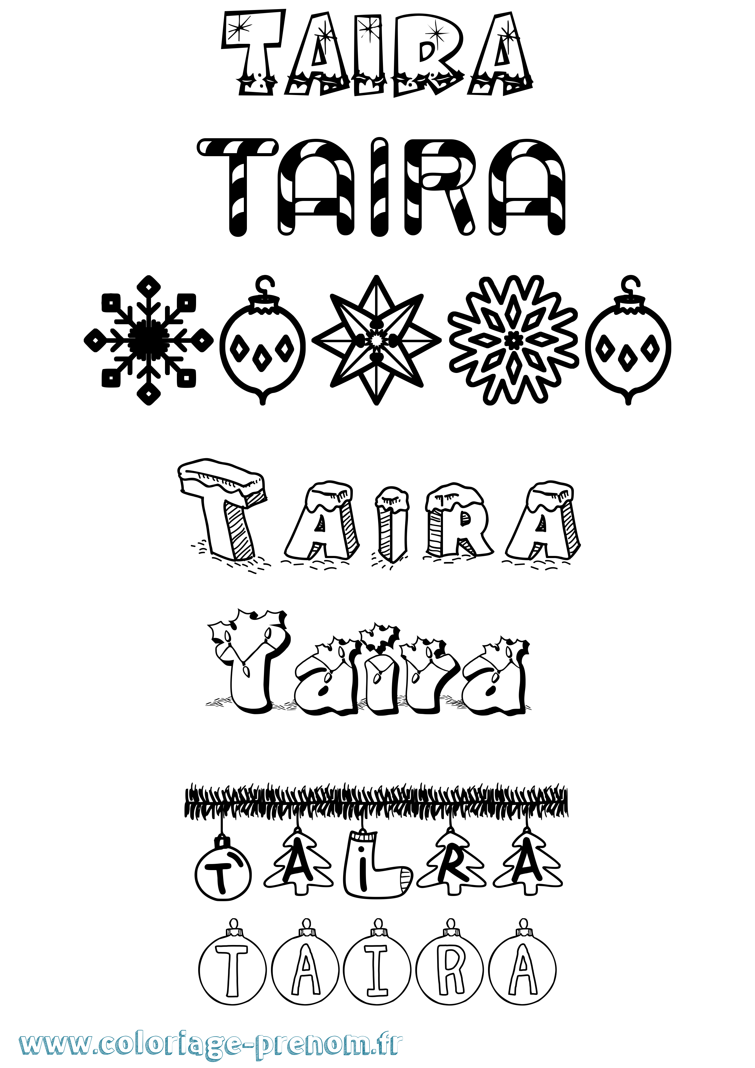 Coloriage Taira Noël Coloriage prénom Taira Noël