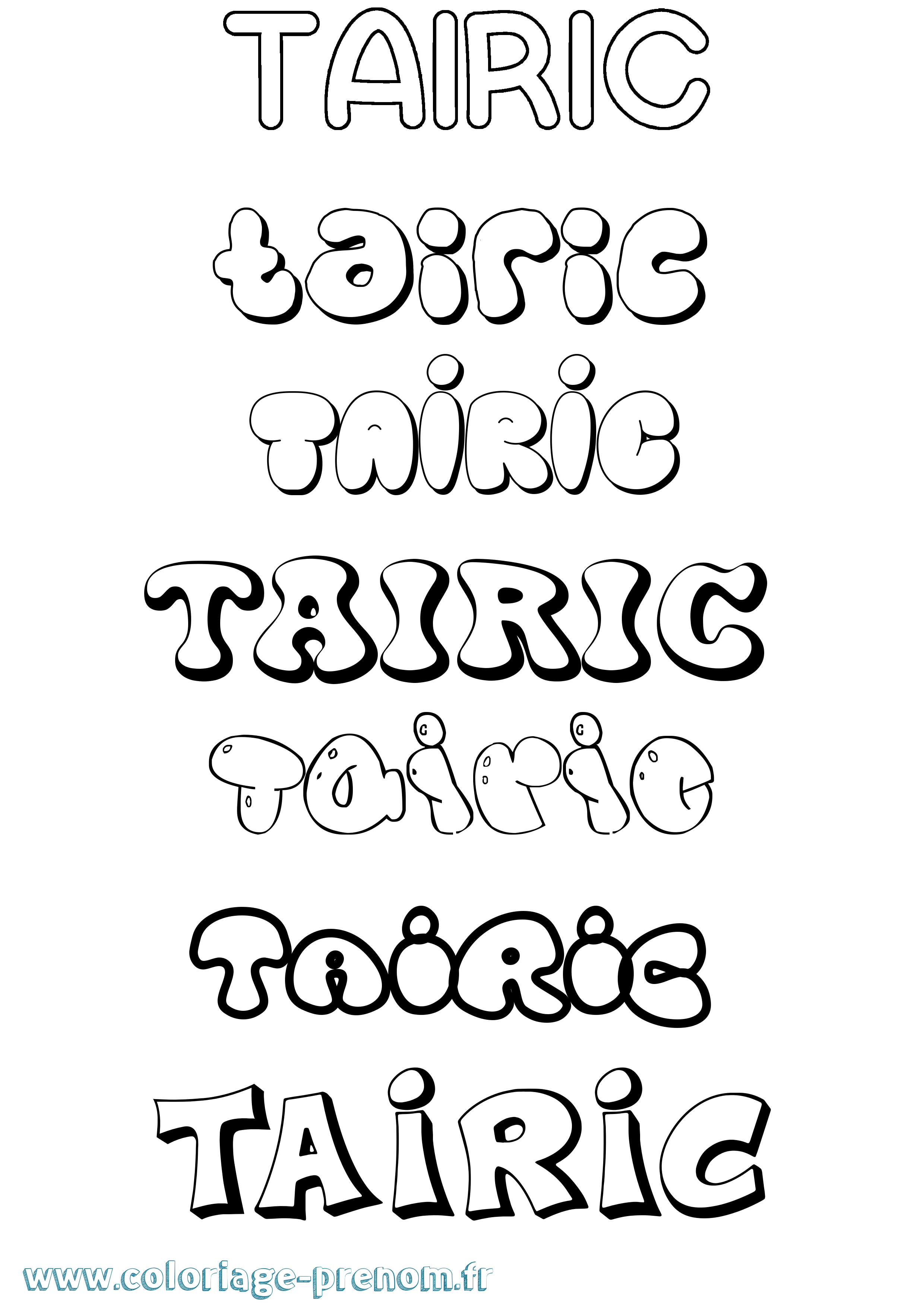 Coloriage Tairic Bubble Coloriage prénom Tairic Bubble