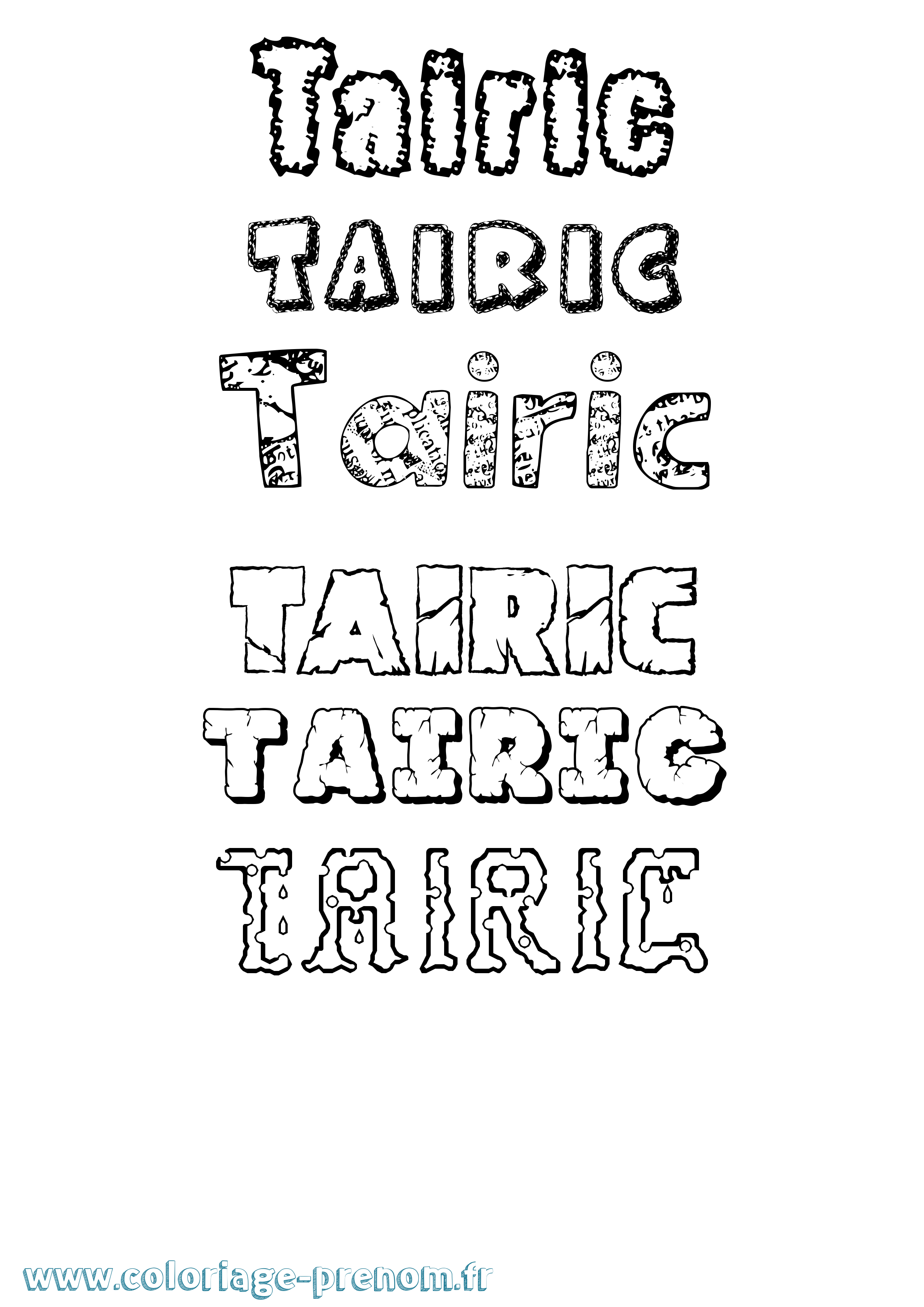Coloriage Tairic Destructuré Coloriage prénom Tairic Destructuré