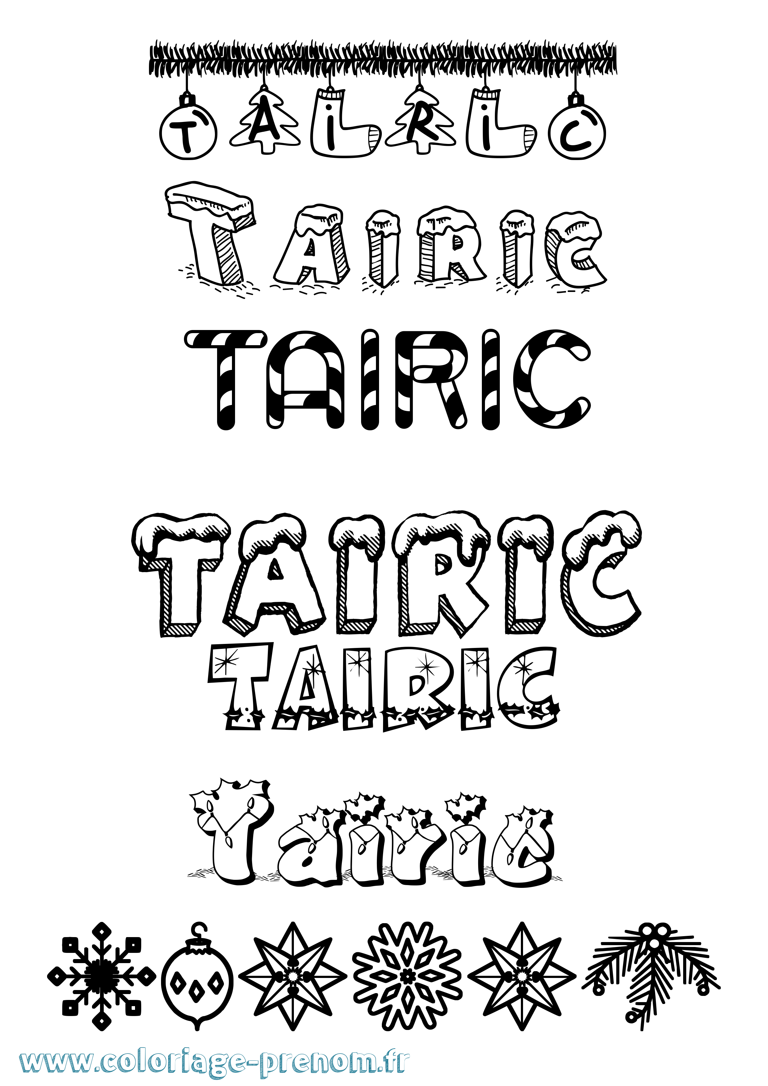Coloriage Tairic Noël Coloriage prénom Tairic Noël